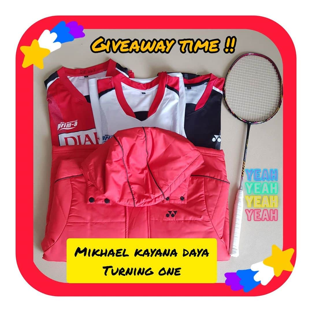 デビー・スサントさんのインスタグラム写真 - (デビー・スサントInstagram)「GIVEAWAY ALERT ❗❗❗  Hi semuanya ikutan giveaway birthday mikhael yuk 😊 #mikhaelturningone  Nah dalam rangka ulang tahun mikhael yang ke 1 tahun nanti di tgl 18 oktober , jadi kita mau bagi hadiah untuk 5 pemenang 😊 ada raket yonex , winter jacket dan 3 jersey ❤  Caranya gampang banget :  》Wajib follow IG @debbysusanto 》Like & comment  》tag 5 teman kamu  ☆ Pemenang akan di pilih dengan cara di undi secara adil ya 👌 ☆ Pemenang akan di umumkan di IG story @debbysusanto pada tanggal 19 oktober  ❤ Good Luck ❤  Hi everyone , lets join this giveaway ❗#mikhaelturningone There will be 5 winner :  badminton racket, winter jacket and 3 jersey  To join you'll need to : - Be sure to follow IG @debbysusanto - mention 5 your friends - Like & comment  This giveaway start from 9 october - 18 october. And we'll be announced at 19 october  ❤ Good Luck ❤」10月9日 22時21分 - debbysusanto