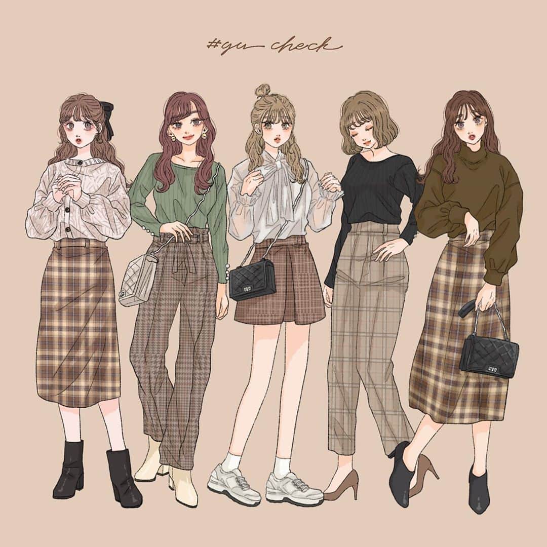 Asukaさんのインスタグラム写真 Asukainstagram Guのチェック柄アイテム集めてみた チェック柄アイテム以外もぜ んぶguです こちらのイラストは ライフスタイルメディアmichill Michill Official 様にて描かせていただきました 他の投稿も
