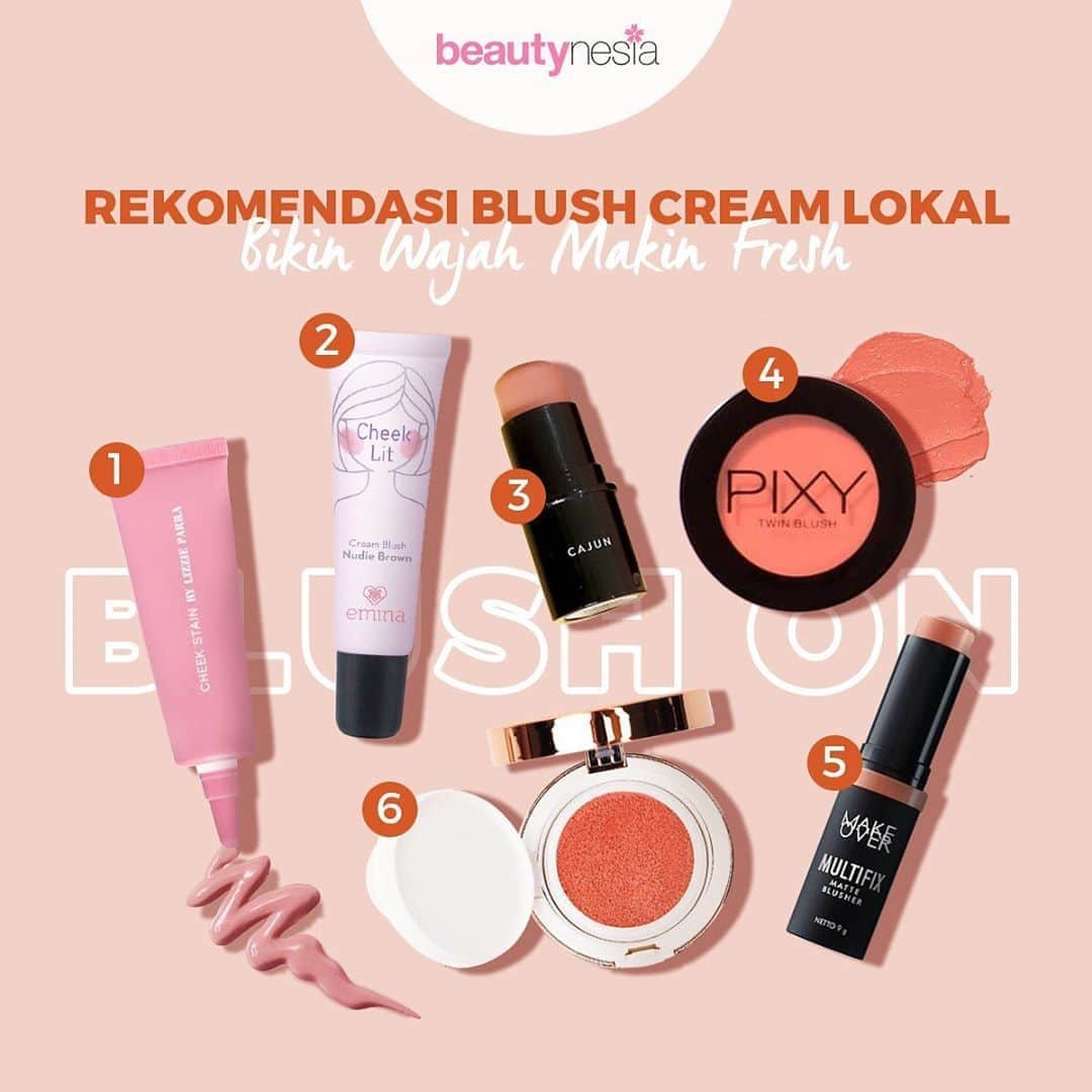 Beauty | Health | Fashionさんのインスタグラム写真 - (Beauty | Health | FashionInstagram)「Bagi kamu yang suka make up simple, natural, tapi tetap glowing, cream blush adalah make up item yang wajib kamu pakai. Efek lembabnya cocok banget untuk tampilan makeup glass skin ala cewe korea. Nah Beautynesia punya rekomendasi cream blush lokal yang bisa kamu coba nih untuk menyambut weekend hihihi⁣⁣⁣ ⁣⁣⁣ ⁣⁣ 1. BLP Beauty Cheek Stain⁣ (Rp 75.000⁣)⁣ ⁣⁣ 2. Emina Cheeklit Cream Blush Pink⁣ (Rp 31.500⁣)⁣ ⁣⁣ 3. Rollover Reaction Haloblush Coloring Stick⁣ (Rp 140.000)⁣⁣ ⁣⁣ 4. PIXY Twin Blush⁣ (Rp 50.000⁣)⁣ ⁣⁣ 5. Make Over Multifix Matte Blusher⁣ (Rp 90.000⁣)⁣ ⁣⁣ 6. Esqa Radiant Cushion Blush⁣ (Rp 150.000⁣)⁣ ⁣⁣ Komen dong , diantara cream blush ini mana yang kamu pengen banget ?⁣⁣⁣ ⁣⁣⁣ #BeeautynesiaID #CreamBlush #BlushOn #MakeUpLokal #makeup #creamblusher #glassskin #glowingskin #tipsmakeup #makeupnatural #makeupremaja #blushoncream #tipscantik」10月9日 19時29分 - beautynesia.id