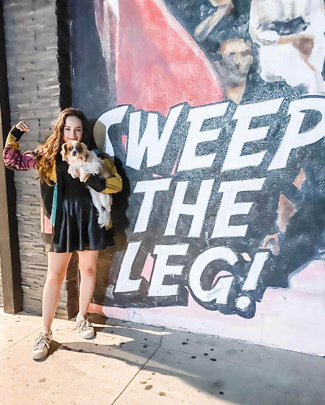 メアリー・モーサさんのインスタグラム写真 - (メアリー・モーサInstagram)「👊✨LaRusso for life✨👊  Last night we stopped by the Karate Kid mural in the Valley. As you can see, I did my best to support the fam (literally and emotionally) 😂💪」10月10日 6時22分 - missmarymmouser