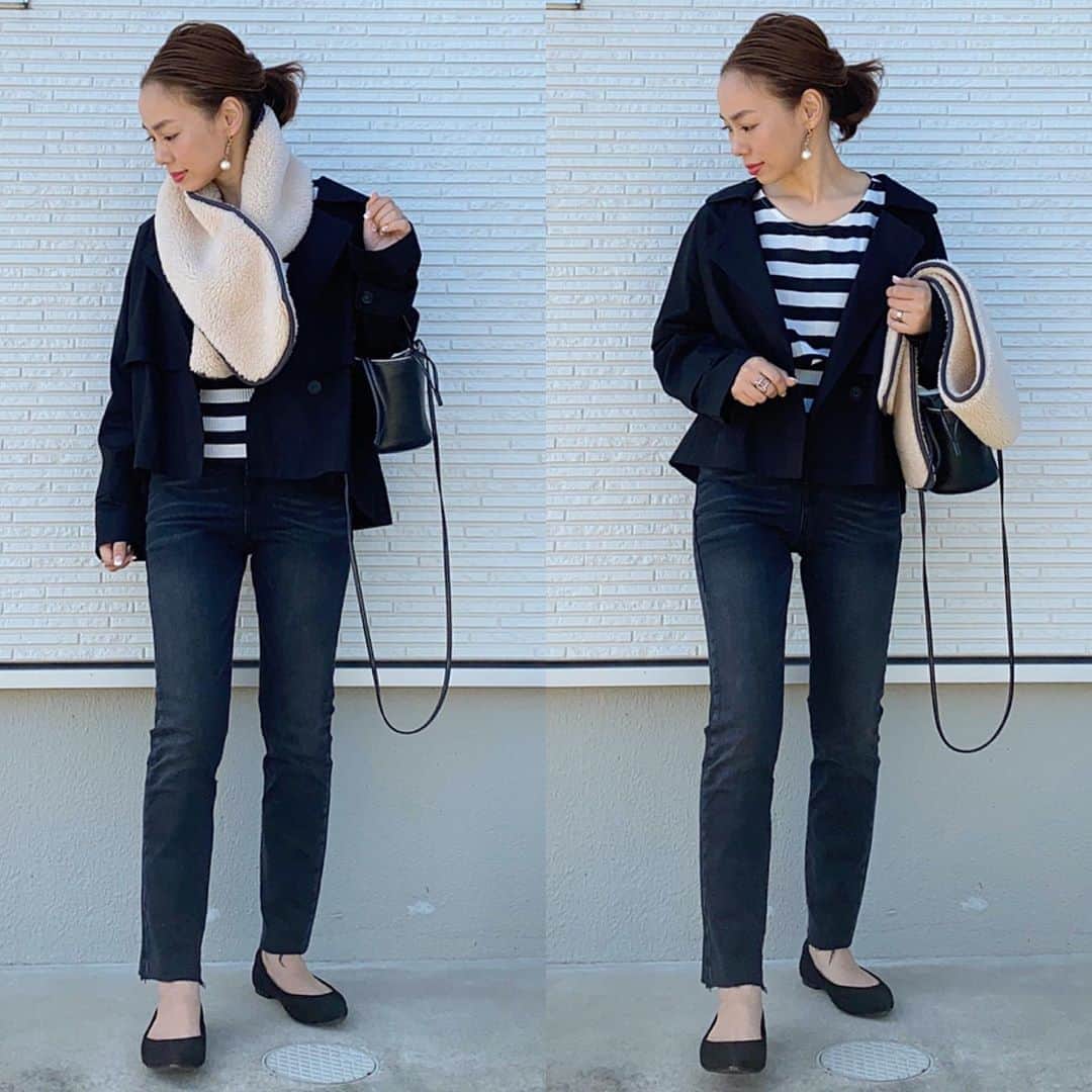 のインスタグラム：「present企画のフォロワー様のコメントが嬉しくて胸熱くなってました🥺 ______________________________ @mite__official  さんショートトレンチ🧥💕 毎年出番がくる😊❤️ pants／#zara muffler／#plst bag／ #ayakobag  shoes／#gu pierce／#keimade ______________________________ #locari#mamagirl#大人カジュアル#ママコーデ#カジュアルコーデ#153cmコーデ#大人ファッション#アラフォーコーデ#codenate#おちびコーデ#オトナカジュアル#ママファッション #大人コーデ #きれいめカジュアル#ザラジョ#ミテガール#ミテジョ#プチプラコーデ#秋コーデ#ミディアムヘア#デニムコーデ#トレンチコート#モノトーンコーデ #zarawomen#ザラコーデ」