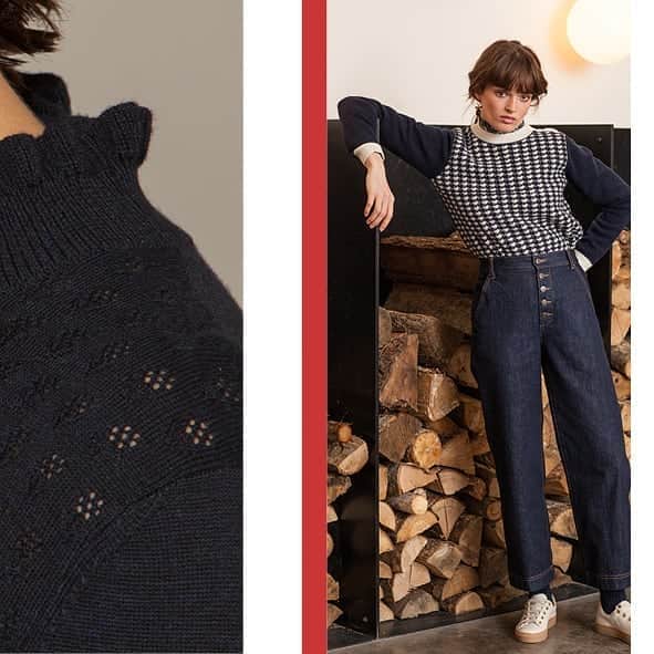 ベンシモンのインスタグラム：「Prêtes pour le week-end ? 🍂💙 ​🇬🇧 Ready for the weekend? 🍂💙 ​#bensimon #octobre #automne #pull #merinos」