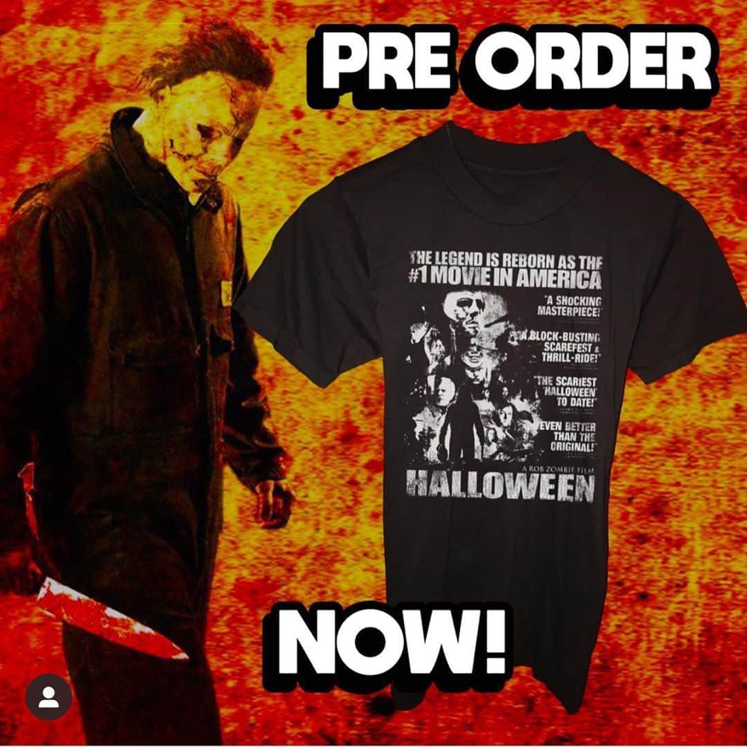 ロブ・ゾンビのインスタグラム：「Pre-order your Halloween #1 Movie in America shirt now!🎃🎃🎃 Go to www.localboogeyman.com ! Get one if these bad ass shirts before they blow out the door! #robzombie #halloween #localboogeyman #zomboogey」