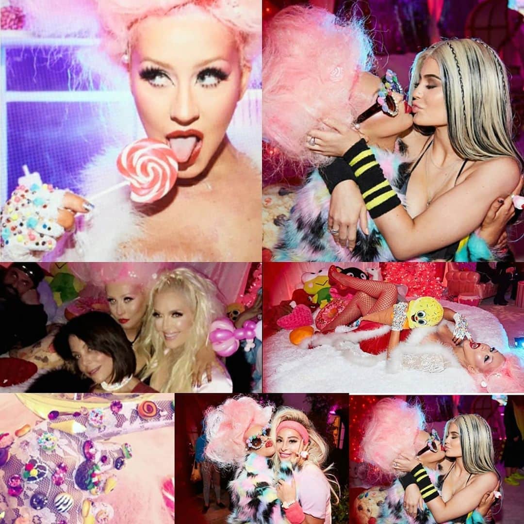 のインスタグラム：「PRESS FLASHBACK @gasolineglamour X @xtina birthday bash #gloves #cupcake ring #jellybeandiscoqueen #SUNGLASSES #MADEBYME 💎🍭🍭🍭🧁🧁🍨🍭#GASOLINEGLAMOUR  MADE WITH @swarovski #SWAROVSKI #rhinestones  #ART #FASHION #STYLE #OOAK #CUSTOM #EMPIRE #IDONTQUIT #OFTENIMITATEDNEVERDUPLICATED #BURYYOURDOUBTS #WOMAN #TRYME #FIGHTER #THEONLYLAWISSURVIVAL PLAYFORBLOOD #LOVERULES #THISISFORTHEWOMENWHODONTGIVEAFUCK #IDONTMESSAROUNDNEITHERSHOULDYOU #xtina  #christinaaguilera」