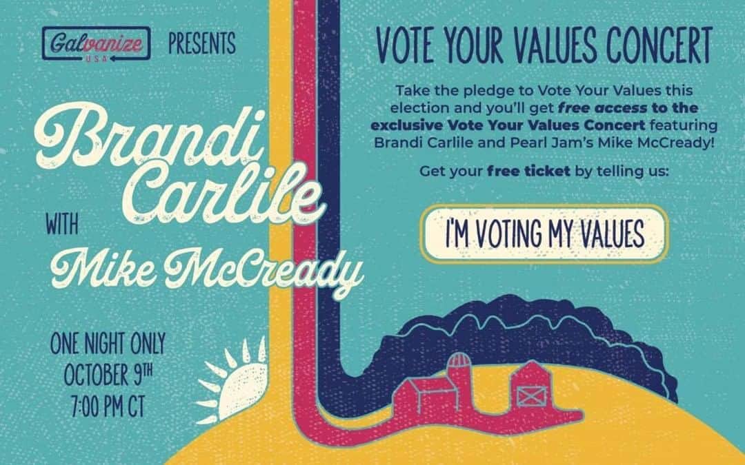 パール・ジャムさんのインスタグラム写真 - (パール・ジャムInstagram)「It’s not too late to take the pledge to #VoteYourValues and see a special concert tonight with @mikemccreadypj and his friend @brandicarlile! Head over to GALvanizeUSA.org to take the pledge and watch the show.」10月10日 1時32分 - pearljam