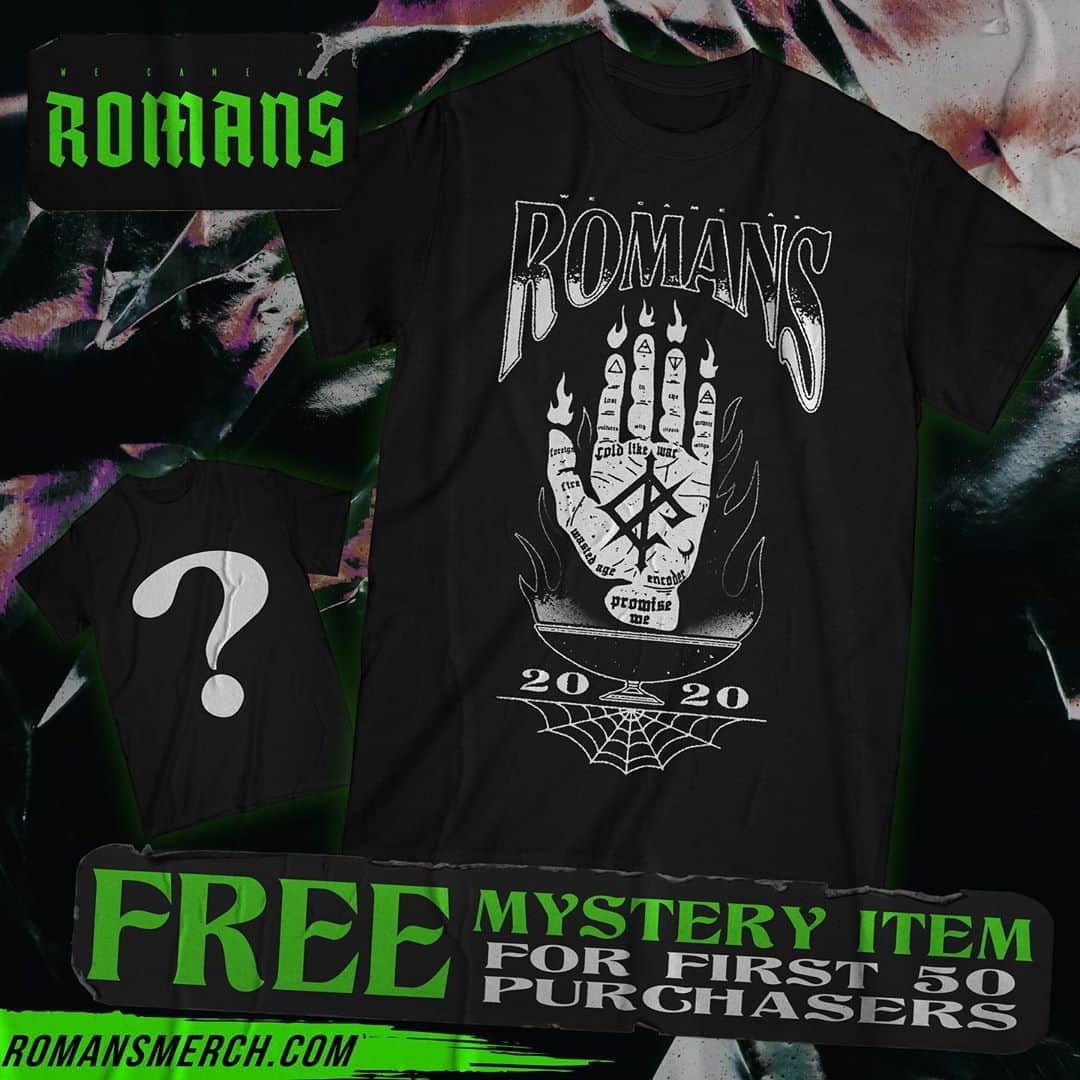 We Came as Romansさんのインスタグラム写真 - (We Came as RomansInstagram)「👻🎃 Exclusive TATTOOED HAND Halloween tee, available this week only! Free mystery item for first 50 purchasers - click the link in our bio to get yours!⁣ .⁣ ⁣ .⁣ ⁣ .⁣ ____⁣ #warpedtour #alternate #metalcore #newrock #punkmusic #wecameasromans #instaband #metalcoremusic #metalcommunity #webcore #punksnotdead #metalforlife #metalcoreband #metalfamily #metalfest #breakdown #heavymetal #emocore #hardrock #alternativerock #hardrockmusic #numetal #staymetal」10月10日 2時00分 - wecameasromans