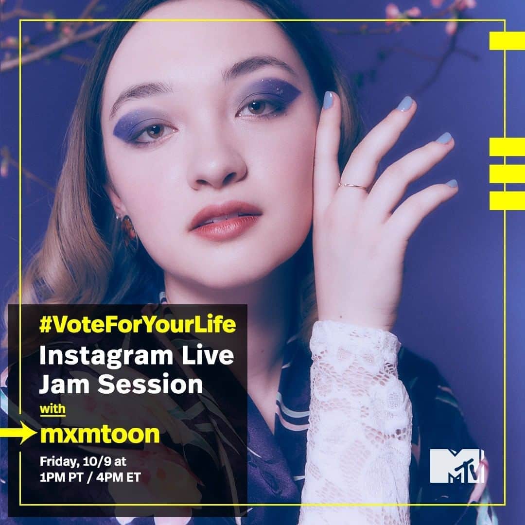 MTVさんのインスタグラム写真 - (MTVInstagram)「Some afternoon music with @mxmtoon, with 25 days left to #VoteForYourLife? Get ready for it on my Instagram Live, today at 1pm PT / 4pm ET!」10月10日 2時32分 - mtv