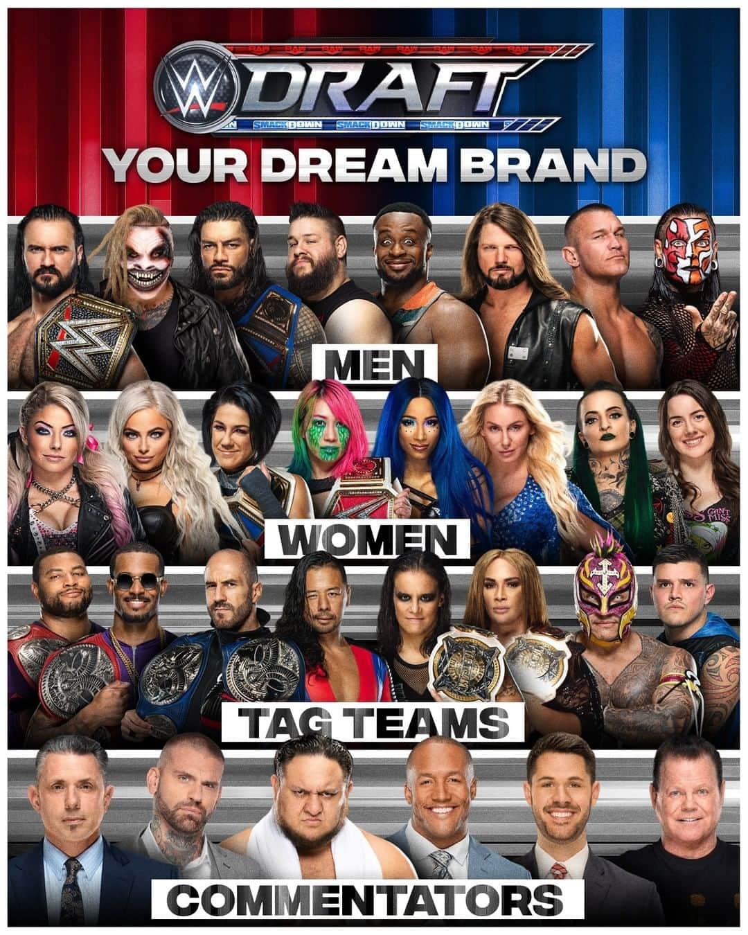 WWEさんのインスタグラム写真 - (WWEInstagram)「Pick 2️⃣ from each row and draft YOUR DREAM BRAND!  The 2020 #WWEDraft begins TONIGHT on #SmackDown!」10月10日 3時00分 - wwe
