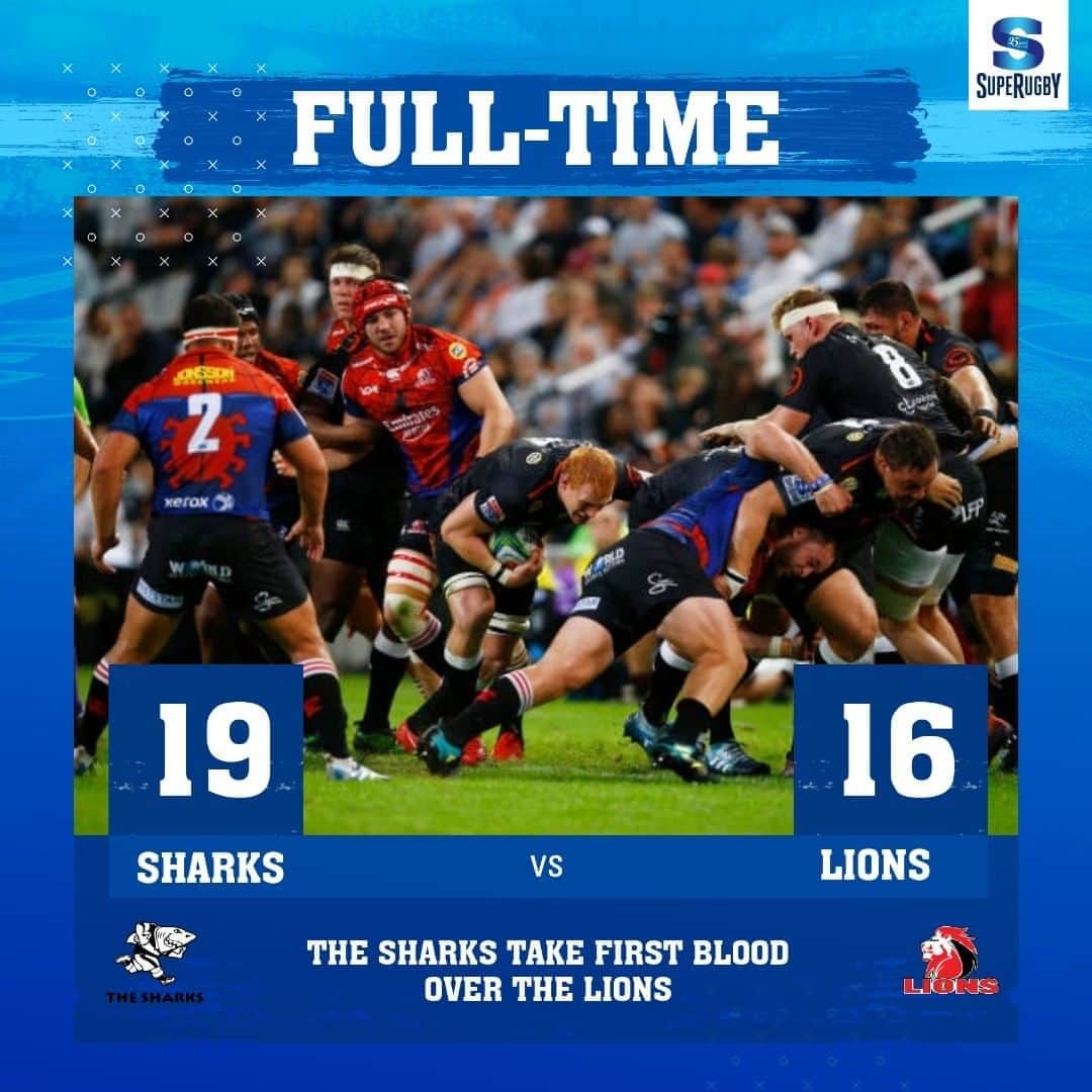 Super Rugbyさんのインスタグラム写真 - (Super RugbyInstagram)「Full-time  The Sharks take a narrow win over the Lions. NB: visual only https://bit.ly/3jPZWAQ #SuperRugby25Years #UnlockedSuperRugby」10月10日 3時59分 - superrugby