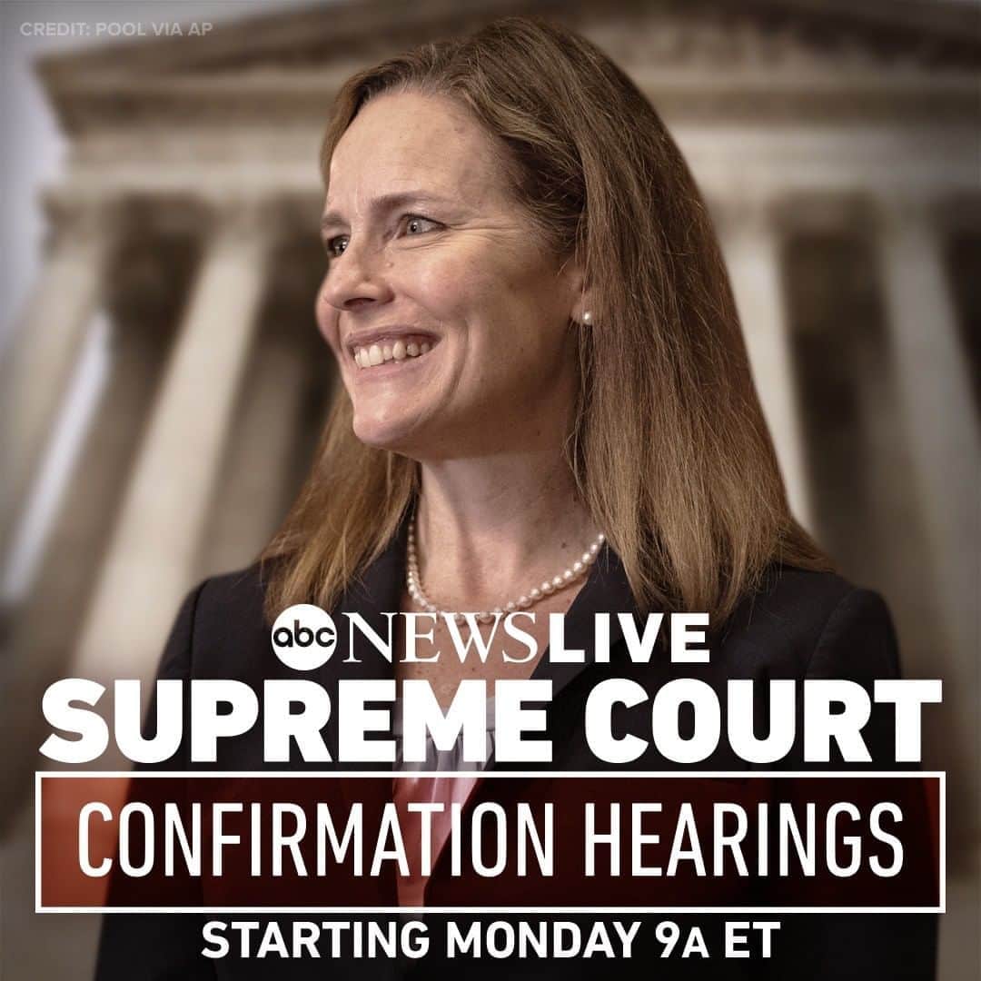 ABC Newsさんのインスタグラム写真 - (ABC NewsInstagram)「STARTING MONDAY: Senate confirmation hearings begin for Judge Amy Coney Barrett, President Trump’s pick for the Supreme Court.  Watch full live coverage on @abcnewslive on ABCNews.com and all your favorite streaming platforms starting at 9 a.m. ET.」10月10日 5時27分 - abcnews