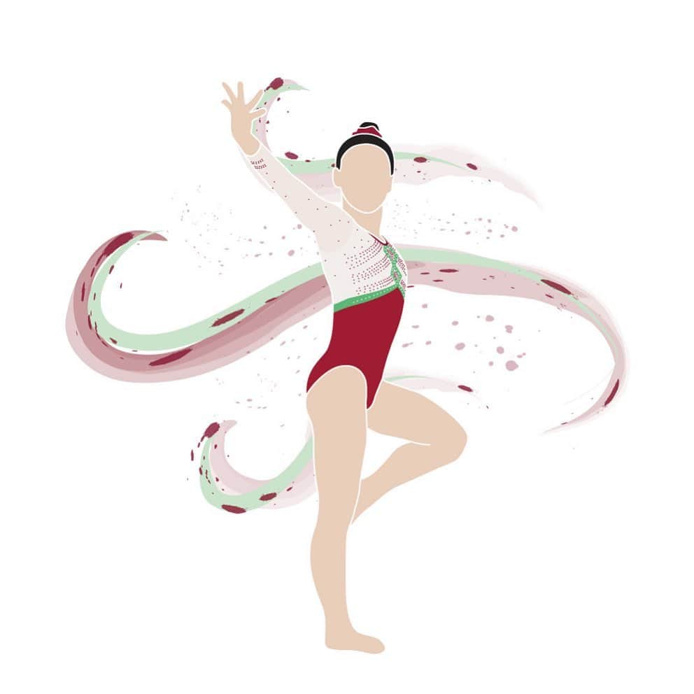 エミリー・チャンのインスタグラム：「Guan Chen Chen 🇨🇳   #illustration #sports #gymnastics #art #guanchenchen #china」