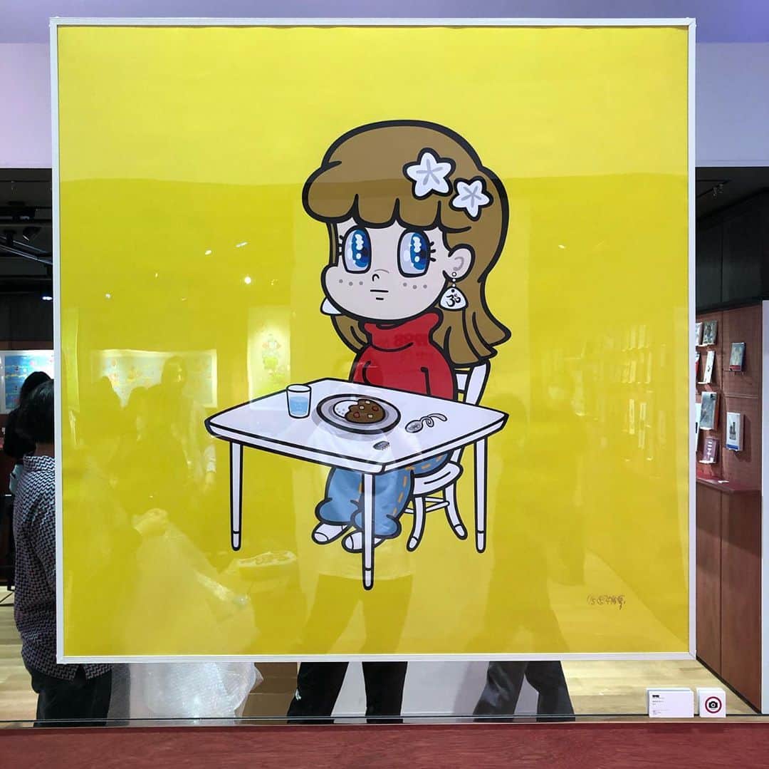 田中秀幸のインスタグラム：「田中展開催中です。 #illustration #art #shibuyasan #渋谷 #bustagroove #誰かが見ている #香取慎吾 #supermilkchan」