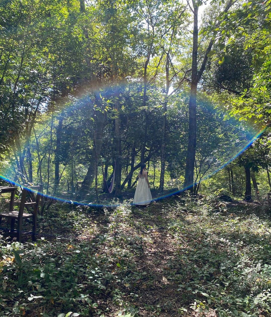 青山有紀さんのインスタグラム写真 - (青山有紀Instagram)「森で着てたのは　@_lifestylist_  のドレス💚 オーガニックコットン100％でほんとに気持ちよく過ごせた💚 ドレスはくるくる丸めて背中の紐で留めてコンパクトに届いたのでそのままバックに。旅のお供にも最高✨✨✨ @otayukari  #青山有紀」10月10日 14時12分 - yukiaoya