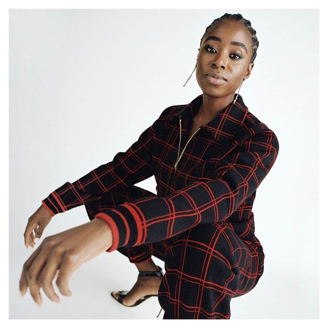 JO BAKERのインスタグラム：「K I R B Y • H O W E L L • B A P T I S T E 🇬🇧 Smooth with edge ... makeup mood on #kirbyhowellbaptiste for @ellefr  Photo by @terenceconnors  Style @charlesvarenne  Hair @naivashaintl  Makeup by me #jobakermakeupartist using @weleda_usa skincare and @chanel.beauty @welovecoco #💋 #welovecoco」