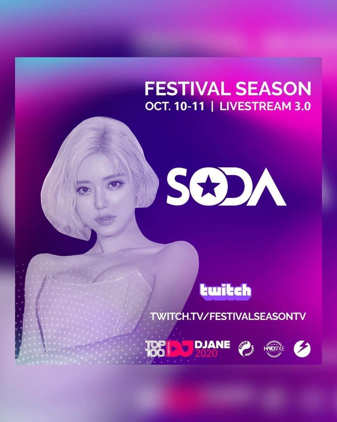 Dj Sodaさんのインスタグラム写真 - (Dj SodaInstagram)「10월 11일 새벽 6시에 시작되는 라이브스트리밍 'Festival Season 3.0' 많이 봐주세용~💙💖💙💖 #fs3rd  Come see my stream on October 11th, 6:00 AM KST for 'Festival Season 3.0'. 💙💖💙💖 It will be live streamed via twitch.tv/festivalseasontv   GET READY AND STAY TUNED:  ✔October 10th (Sat) @23:00 PM (CEST)  ✔October 11th (Sun) 06:00 AM (KST) ✔October 10th (Sat) @14:00 PM (PDT)  🖥 twitch.tv/festivalseasontv」10月10日 20時45分 - deejaysoda