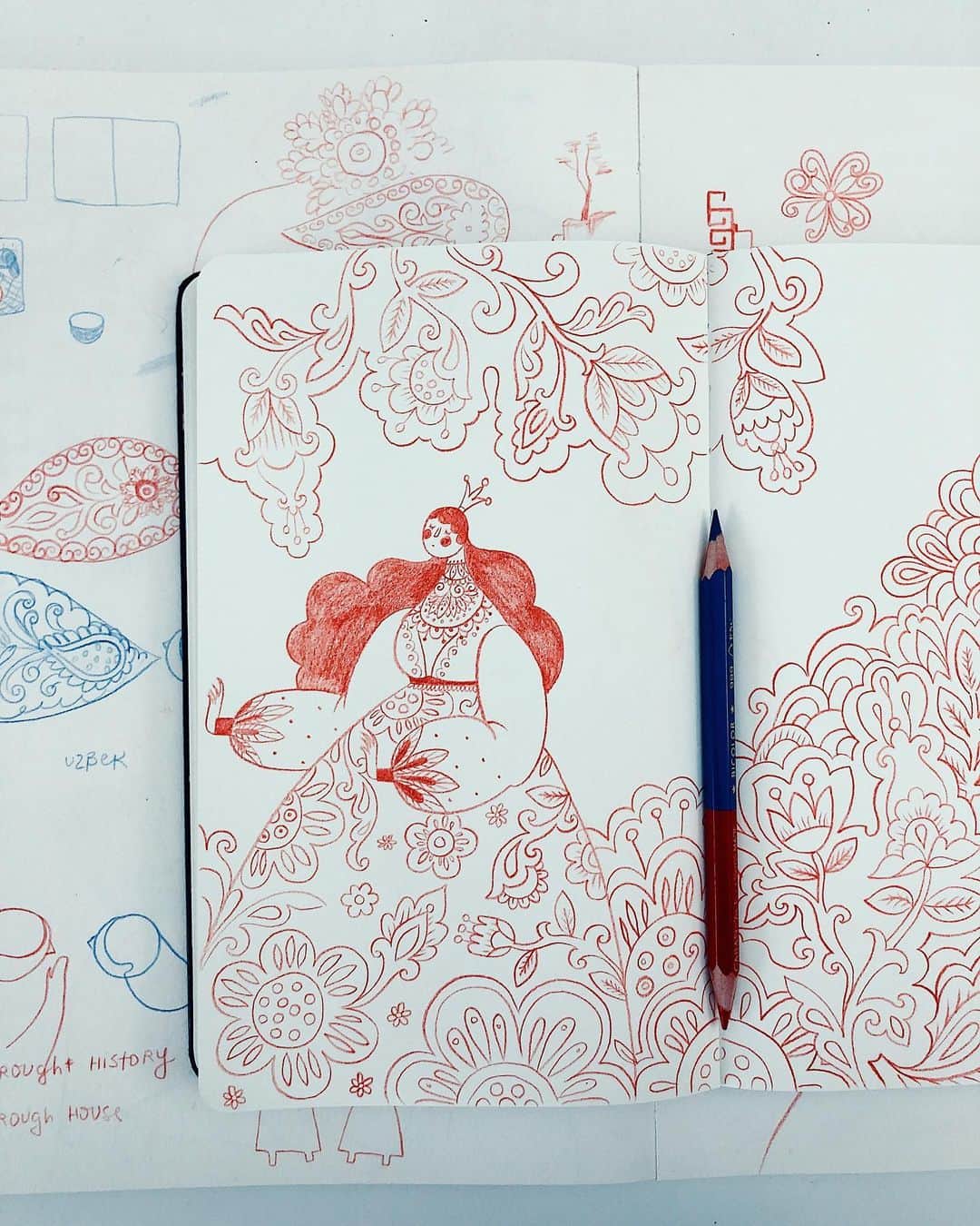 Dinara Mirtalipovaのインスタグラム：「Casual doodles, lazy Saturday 🙌 #mirdinarasketchbooks」