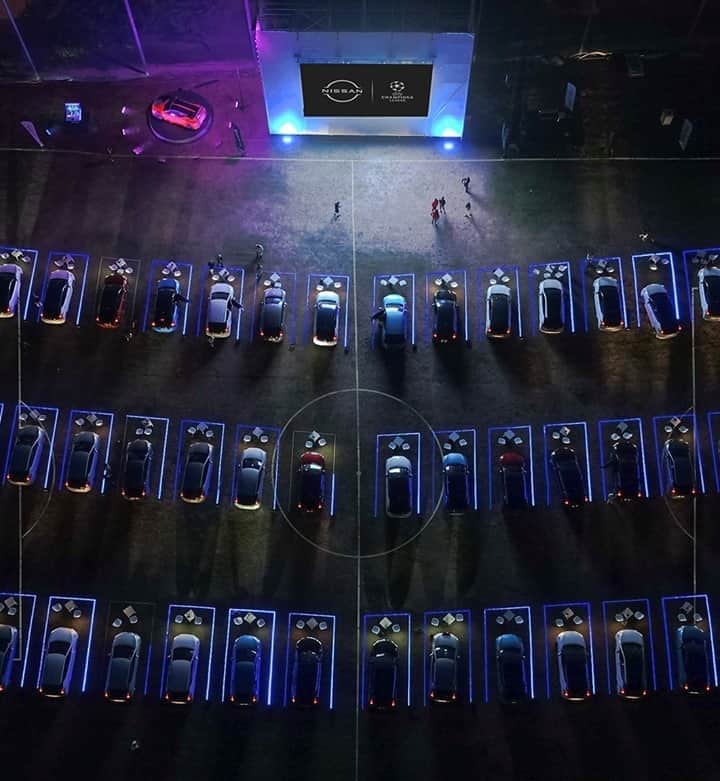 のインスタグラム：「Back in August, when 100% electric #Nissan LEAF Watch Party lit up the UEFA @ChampionsLeague Final  #NissanLEAF #NissanIntelligentMobility #SimplyAmazing #ElectrifyTheWorld @nissanfootball」