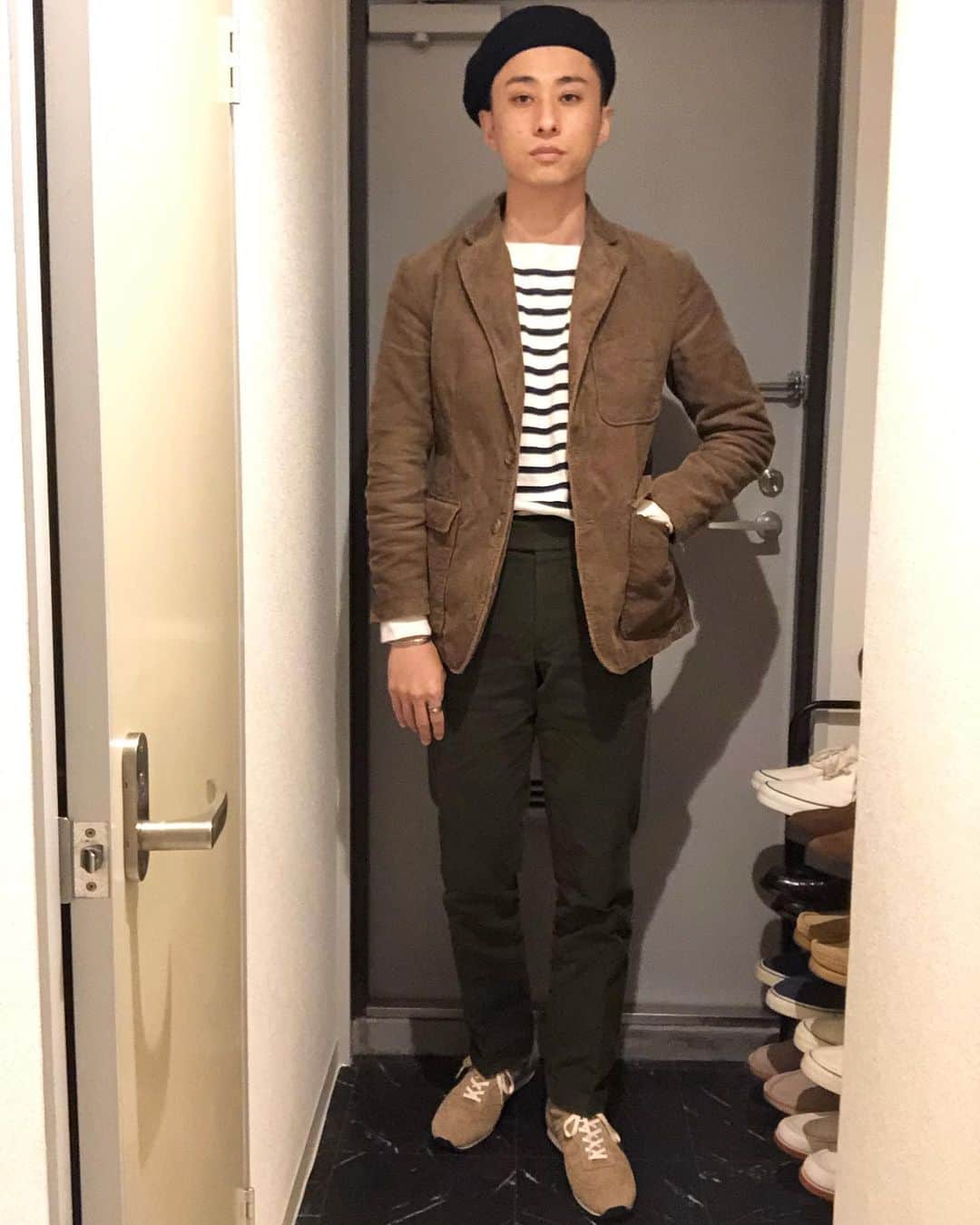 のインスタグラム：「幅見せていこうよって話  #きみどり古田 #芸人 #よしもと #きみどり古田のスタイリング #YouTube #きみどり古田のファッションチャンネル #engineeredgarments  #fileusedarvor  #cordings  #patrick #countrystyle  #french #幅」