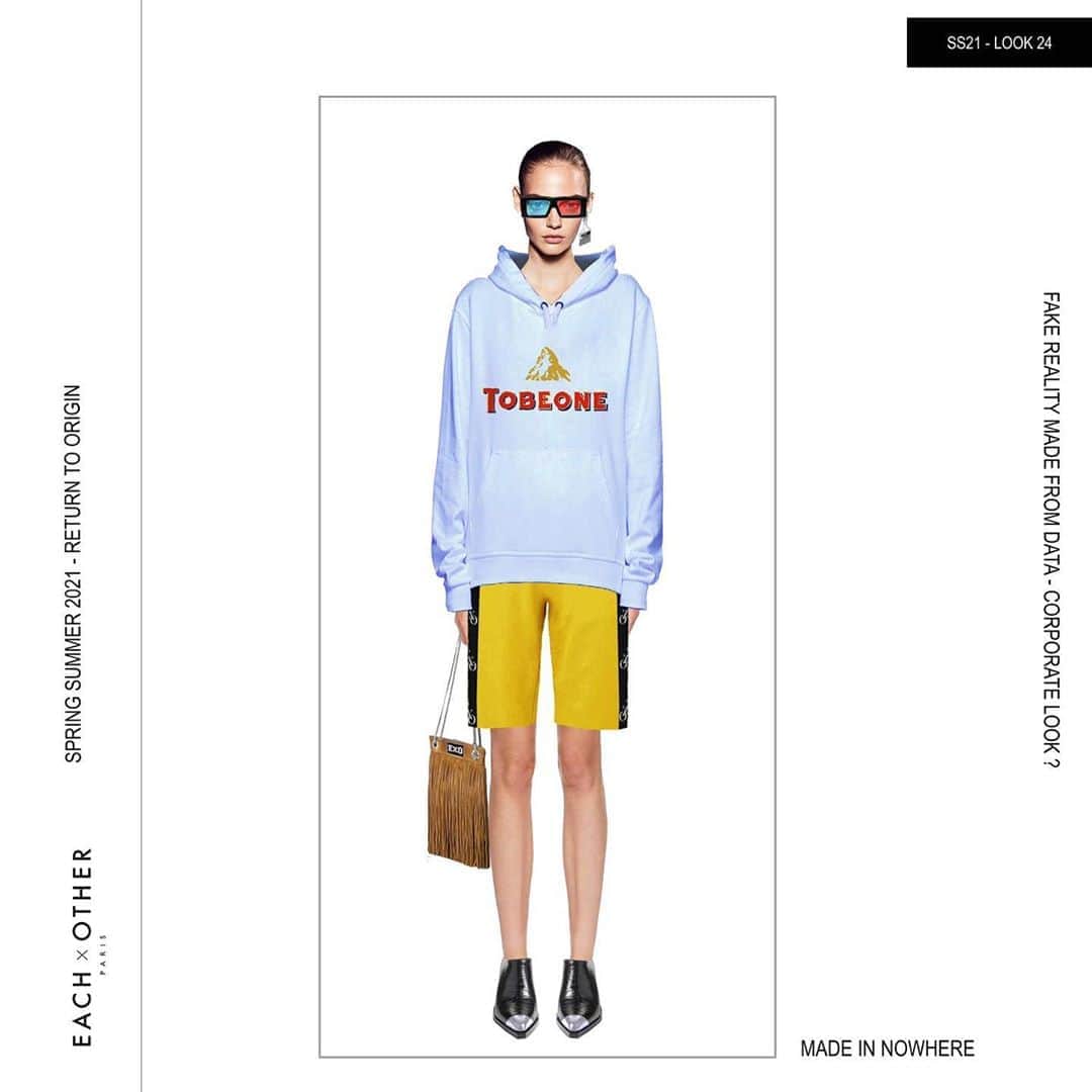 イーチ x アザーのインスタグラム：「@eachxother Return To Origin Spring/Summer 2021 Show #Tobeone Unisex Hoodie #eachxother #eachxothersocialclub #parisfashionweek #digitalart」