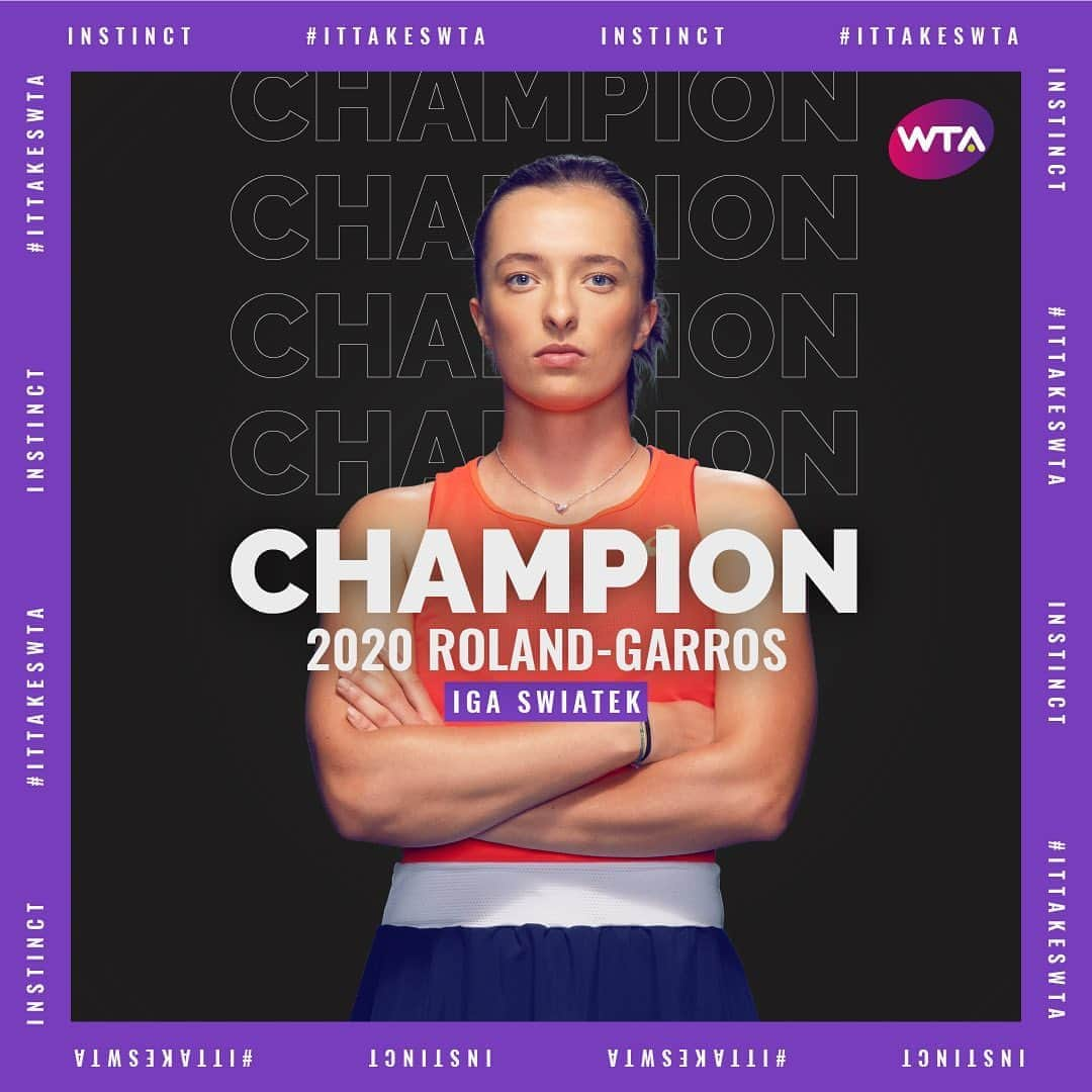 WTA（女子テニス協会）さんのインスタグラム写真 - (WTA（女子テニス協会）Instagram)「@iga.swiatek secures her first Grand Slam title 🏆 #RolandGarros」10月10日 23時36分 - wta