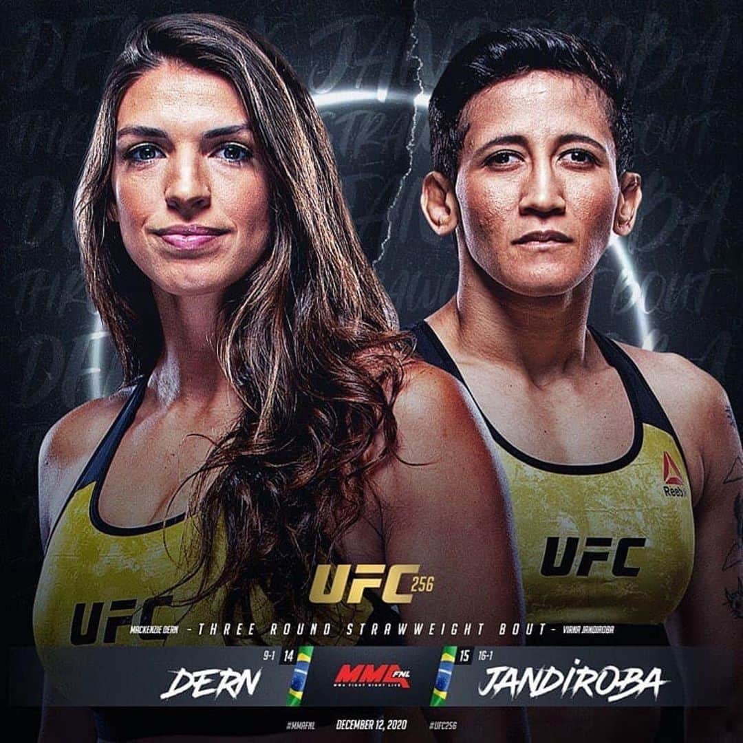 マッケンジー・ダーンのインスタグラム：「8 weeks left! Battle of the Jiu-Jitsu game! You guys won’t want to miss this!  • Batalha entre duas jiu-jiteiras!! Faltam 8 semanas!! Não percam no dia 12 de Dezembro! 🙏🏼🙏🏼🙏🏼 • • @ufc  @ufc_brasil」