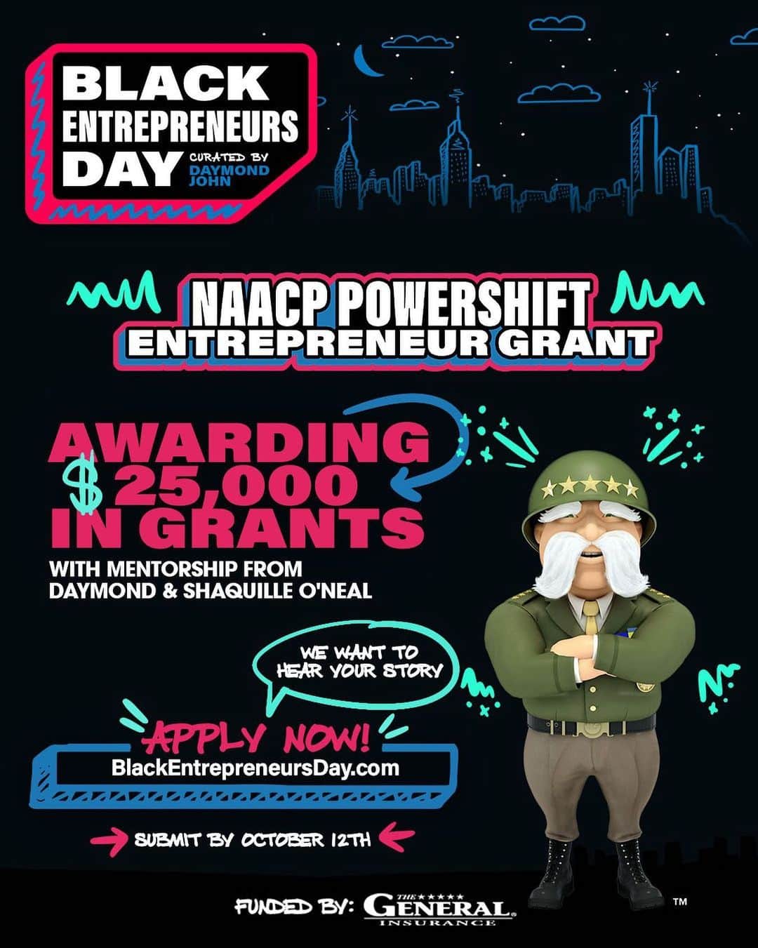 シャキール・オニールさんのインスタグラム写真 - (シャキール・オニールInstagram)「My friends from @thegeneralauto are partnering with @NAACP and @BlackEntrepreneursDay to award a $25,000 grant to help a small business owner. In addition to the funding, I will personally mentor this winner alongside @thesharkdaymond to help their business grow. Apply here: bit.ly/3lxJS77」10月11日 4時32分 - shaq