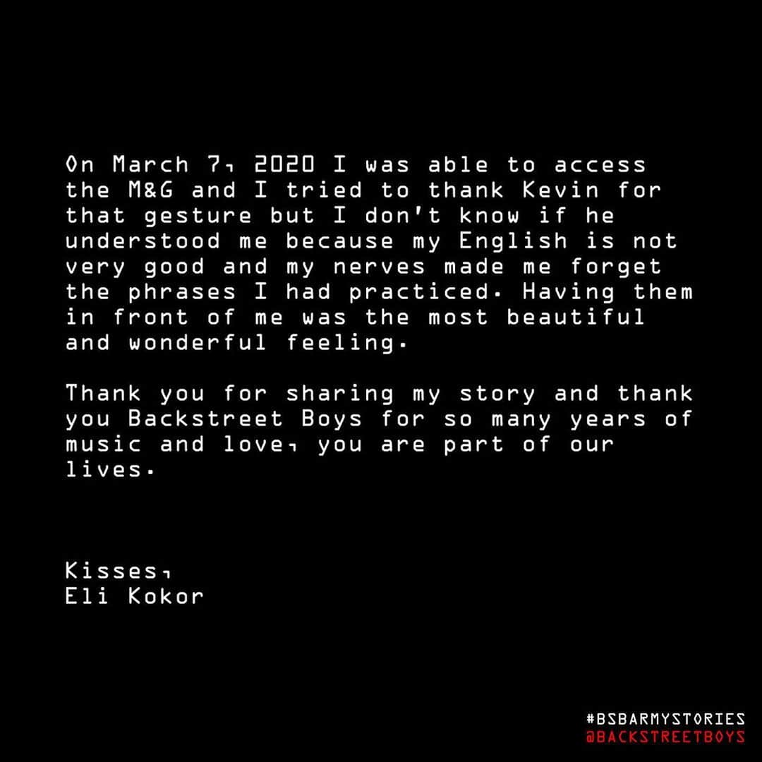backstreetboysさんのインスタグラム写真 - (backstreetboysInstagram)「Eli, thank you for sharing your beautiful story with us ❤️ We are so grateful for you!! #BSBArmyStories」10月11日 7時31分 - backstreetboys