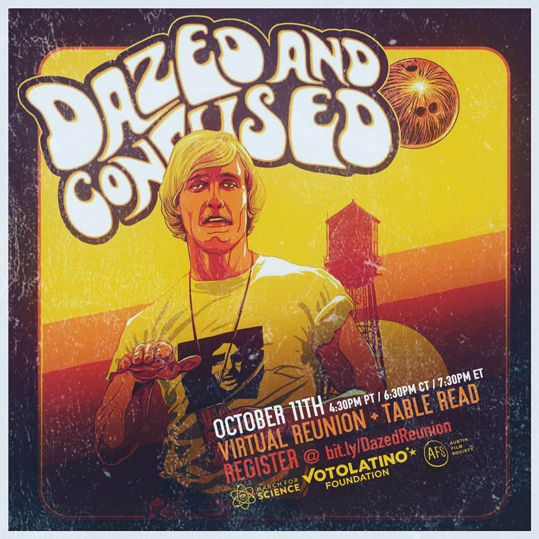 アシュトン・カッチャーのインスタグラム：「So excited to join the cast of Dazed and Confused for this live script reading tomorrow!! #AlrightAlrightLetsVote marchforscience.com/dazed」