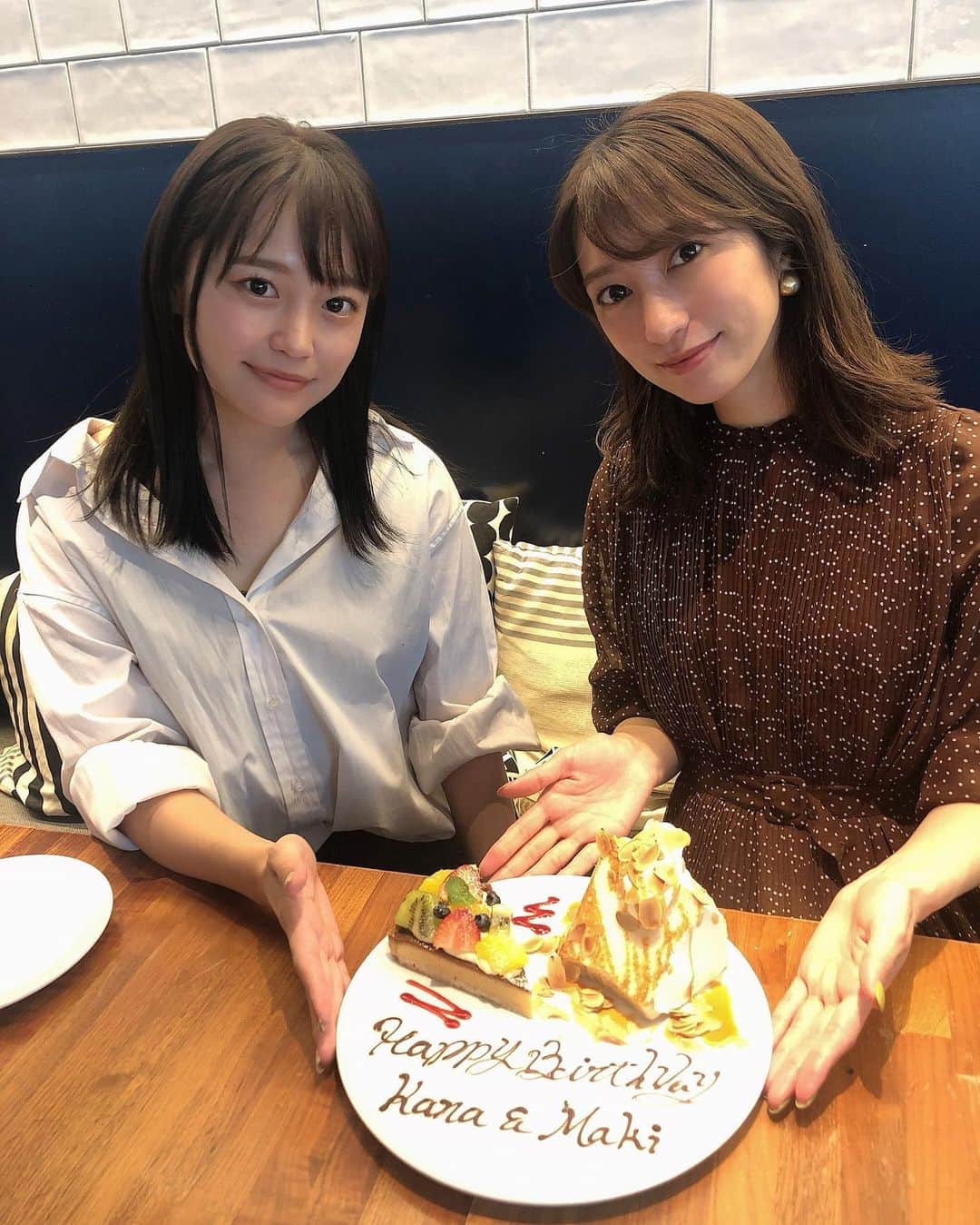 福見真紀さんのインスタグラム写真 - (福見真紀Instagram)「瀬口さんと共通のお友達のリサさんと三人でランチしたんだけどサプライズでお誕生日のお祝いをしていただきました🥺💓 瀬口さんとは誕生日が2日違い！ リサさんありがとうございます🥰」10月11日 17時19分 - mak1ch1
