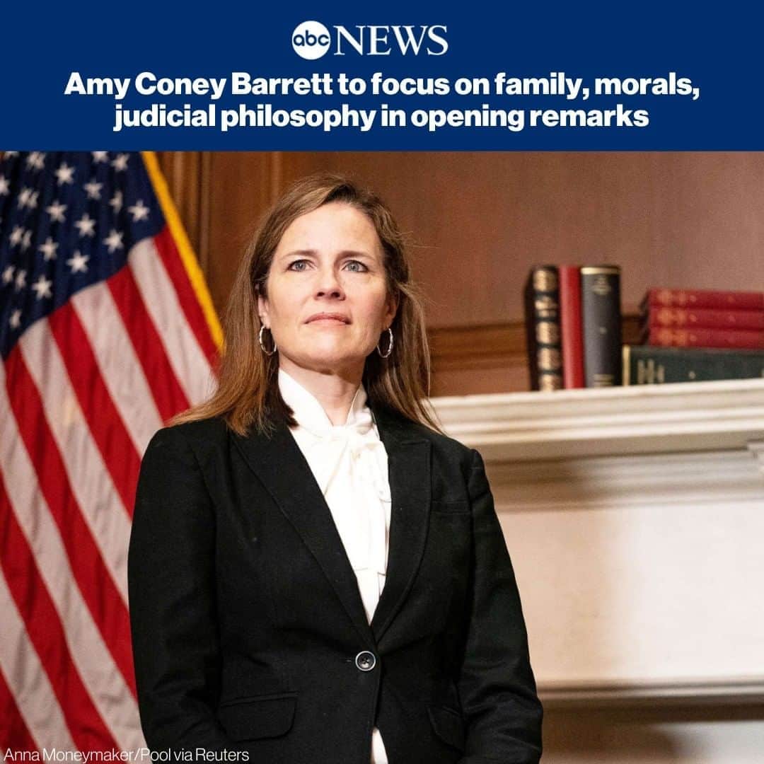 ABC Newsさんのインスタグラム写真 - (ABC NewsInstagram)「Supreme Court nominee Judge Amy Coney Barrett will focus on her family, morals and judicial philosophy when she appears before the Senate Judiciary committee Monday, according to a copy of her opening statement released Sunday. The 48-year-old judge on the Seventh Circuit Court of Appeals, Notre Dame law professor and mother of seven wrote in her statement that she was "used to being in a group of nine -- my family." See more at link in bio.」10月12日 5時05分 - abcnews