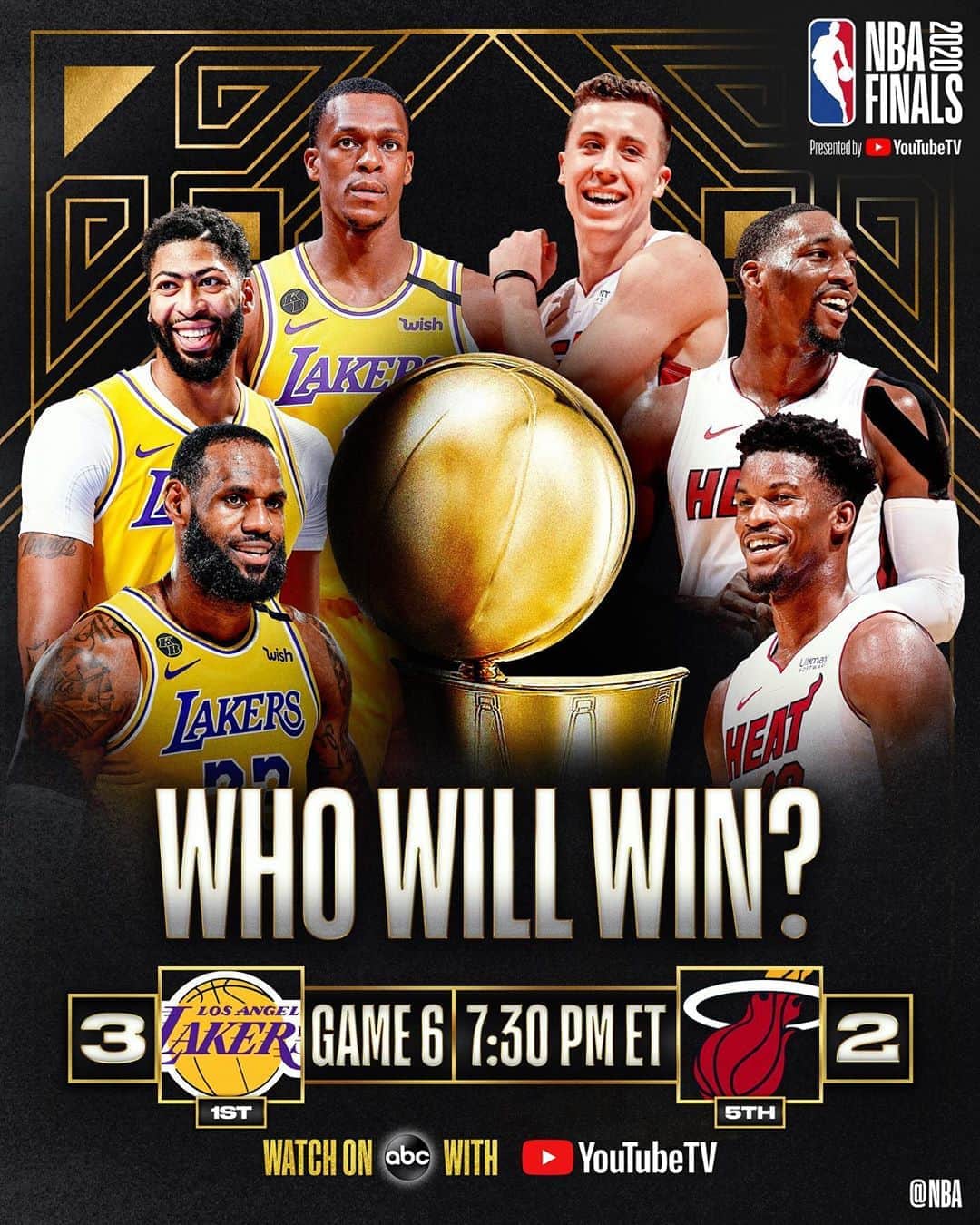 NBAさんのインスタグラム写真 - (NBAInstagram)「🍿 GAME DAY! 🍿  The @miamiheat look to force a GAME 7... while the @lakers look to secure the title...  Who Ya Got in Game 6 of the #NBAFinals presented by YouTube TV on ABC??」10月11日 21時51分 - nba