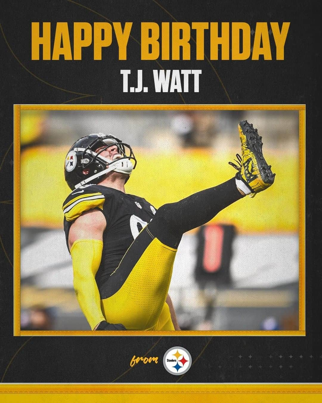 ピッツバーグ・スティーラーズさんのインスタグラム写真 - (ピッツバーグ・スティーラーズInstagram)「Let's get a W for @tjwatt90's birthday! Double-tap to wish him a #HappyBirthday 🎂」10月11日 22時45分 - steelers