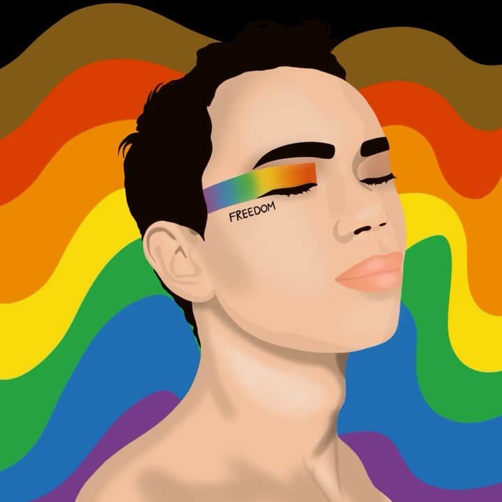 converseのインスタグラム：「LGBTQIA+ RIGHTS ARE HUMAN RIGHTS.⁣ ⁣ Today is National Coming Out Day.⁣ ⁣ At Converse, we celebrate and honor the courage, resilience, and perseverance of the Pride community to live as their authentic selves every day—even when faced with rejection, discrimination, or violence.⁣ ⁣ We stand with them and support them on the path to full equality and freedom.⁣ ⁣ Created by illustrator and #ConverseAllStars team member @nubiartuk, our National Coming Out Day artwork represents the progress made by the Pride community as well as the importance of voting to make your voice heard and keep the progress moving forward.」