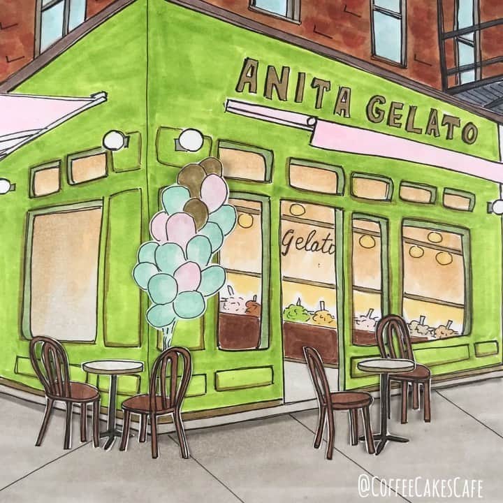 のインスタグラム：「Wait...did I hear GELATO?! 🍦🍨 Oh I’m thrilled...very happy!! 😄 How about sampling something decadently sweet to start the day?! Sounds yummy right? Open about a month in the UES and I’ve already heard lots of positive feedback that I had to sketch their shop to share it with you!! If you’re a gelato fan...come by! 🍦🍨💚 Happy Sunday everyone!! 😊@anita_gelato_usa  . .  . . . #stopmotion #cafehopping #gelato #uppereastside #westvillagelife #thisisnewyorkcity #stopmotionanimation #westvillage #greenwichvillagenyc #greenwichvillage #bitsofbuildings #timeoutnewyork #chasing_facades #picturesofnewyork #made_in_ny #newyorkgram #prettycitynewyork #newyorkarea #facade #facadelovers #streetsofnewyork #picame #stopmotionvideo #icapture_nyc #instagramnyc #coffeecakescafe #nycrestaurants #storefront #urbansketchers」