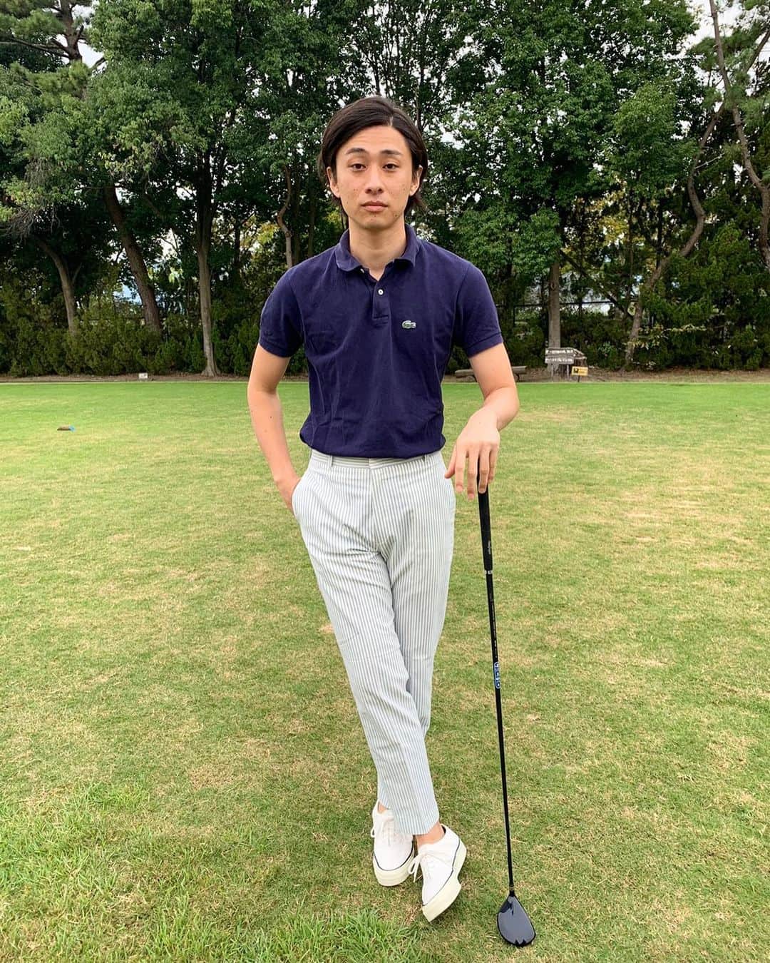 のインスタグラム：「まぁラウンド回ってきたわ  #きみどり古田 #芸人 #よしもと #izodlacoste #levisstaprest  #asahishoes  #madeinusa #ゴルフ #初ラウンド #スコア108 #ハーフ」