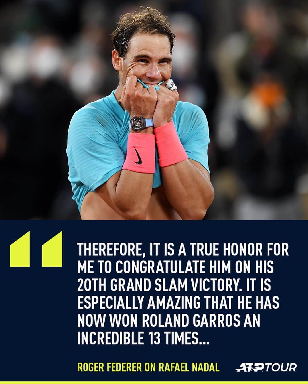 ATP World Tourさんのインスタグラム写真 - (ATP World TourInstagram)「Greatness 🤩 @rogerfederer pays tribute to @rafaelnadal. #RolandGarros」10月12日 1時57分 - atptour