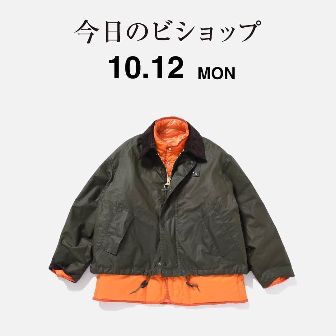 のインスタグラム：「『今日のビショップ』10月12日(月) ・ - KAPTAIN SUNSHINE -  BIG TRANSPORTER +PADDING LINER JACKET（EXCLUSIVE） ¥112,000 +tax . 『今日のビショップ』はHPにてご紹介しております。 ＊トップのリンクよりHPご覧いただけます。 . #今日のビショップ #kaptainsunshine #barbour #20AW #bshop #bshop_official」