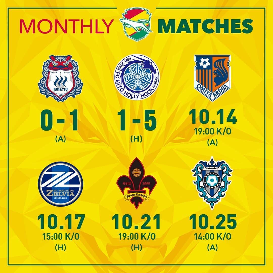 ジェフユナイテッド市原・千葉のインスタグラム：「MONTHLY MATCHES  vs ザスパクサツ群馬 0●1 vs 水戸ホーリーホック 1●5  ▶️ NEXT GAME 📆 10.14🕖19:00kick off 🆚 大宮アルディージャ  #jefunited #ジェフ千葉 #jleague #Jリーグ #monthly」