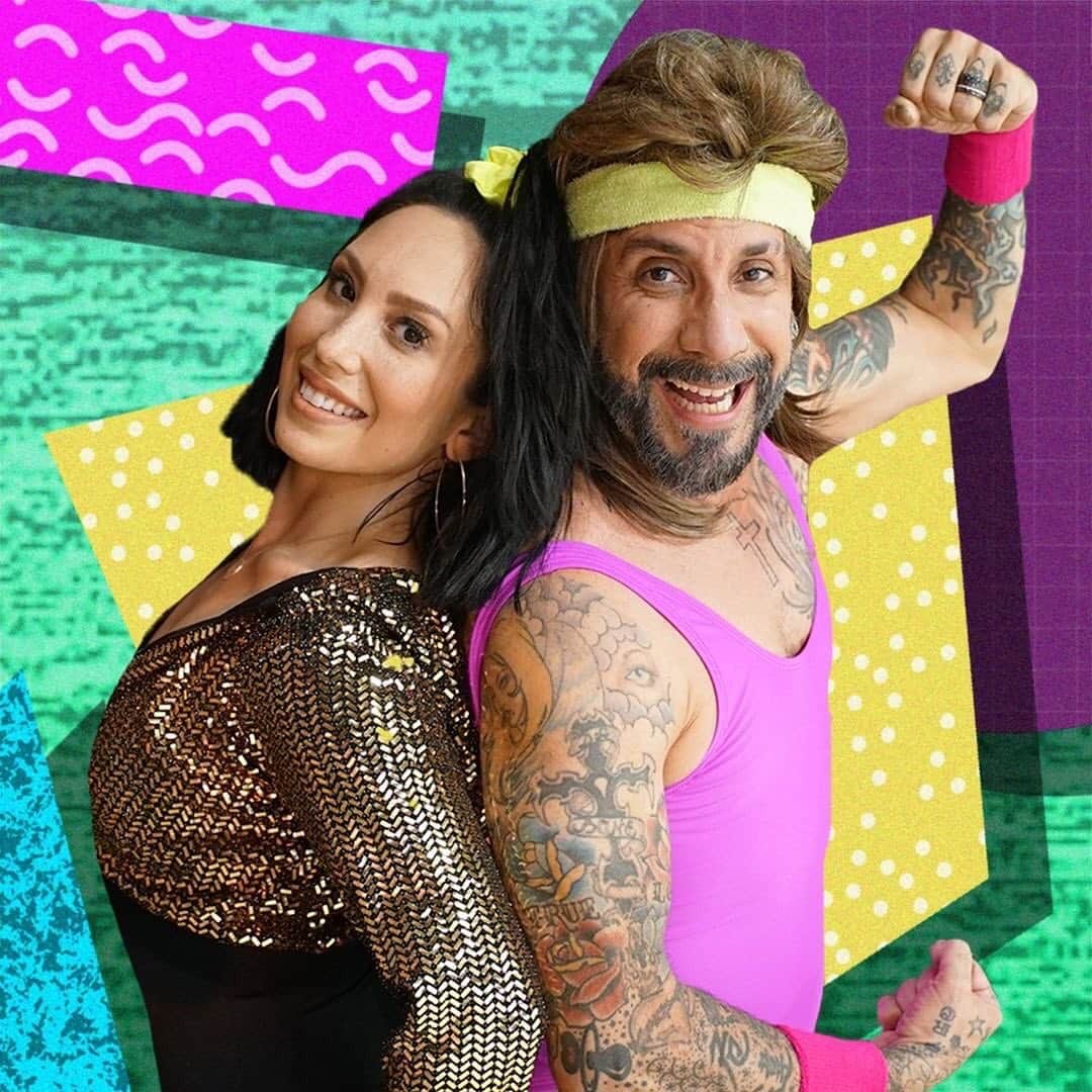 A.J.のインスタグラム：「Neon sweatbands, mullets and leotards?! Sign us UP!! #TeamPrettyMessedUp is going to bring the heat (and hairspray) for #80sNight!!! Tune in to @dancingabc tomorrow at 8|7pm central on ABC, and don’t forget to vote!! #DWTS」