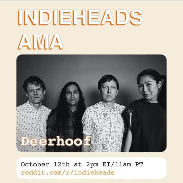 ディアフーフのインスタグラム：「Reddit AMA, tomorrow! We had so much with fun with you all at our recent listening parties we wanted to meet up and chat some more. The whole band will be present and ready for your questions, ask away! - Monday, October 12th at reddit.com/r/indieheads, 2pm ET @indie_heads」