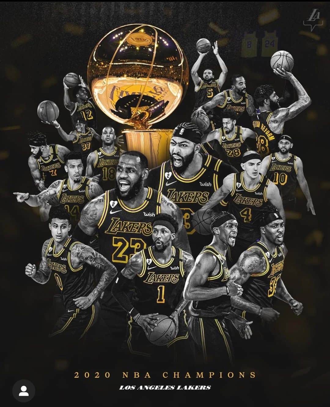エリック・ウィンターのインスタグラム：「The NBA title is home!!! 💪🏼💪🏼💪🏼💥💥💥 @lakers @nba #worldchampions #kobebryant」