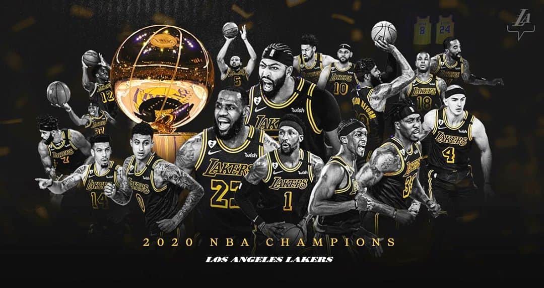 パウ・ガソルのインスタグラム：「This one is for you brother, for you Gianna, for Vanessa, for Natalia, for Bianka and for Capri. 🐍🖤  Congratulations to the entire @Lakers team, @jeaniebuss and the Lakers family for winning the 17th championship!! 👏👏👏👏」