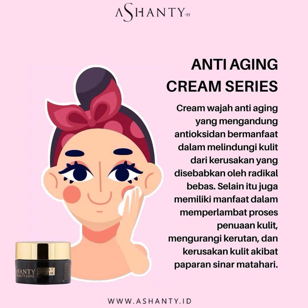 ASHANTY BEAUTY CREAM OFFICIALのインスタグラム：「Seberapa penting kita menggunakan Cream wajah yang mengandung anti aging ? Penting sekali ladies, kenapa ? Karena cream wajah anti aging yang mengandung antioksidan bermanfaat dalam melindungi kulit dari kerusakan yang disebabkan oleh radikal bebas. Selain itu juga memiliki manfaat dalam memperlambat proses penuaan kulit, mengurangi kerutan, dan kerusakan kulit akibat paparan sinar matahari 🌼  _____________________________ Informasi dan pemesanan  Ashanty Beauty Cream Chat Via WA : WA: 081287388885 WA: 085781140354 WA: 087778489900 WA: 081293823950 ⚡️ Fast Respons Click Link On Bio Instagram @ashantyid ❣️ ______________________________ #ashantybeautycream #creamashanty #skincareashanty #skincare #skincareartis #skincarelokal #creamwajah #creamperawatanwajah #obatjerawat #jerawat #kosmetik #krimwajah #creamwajah #whiteningcream #ashantyid #ashanty」