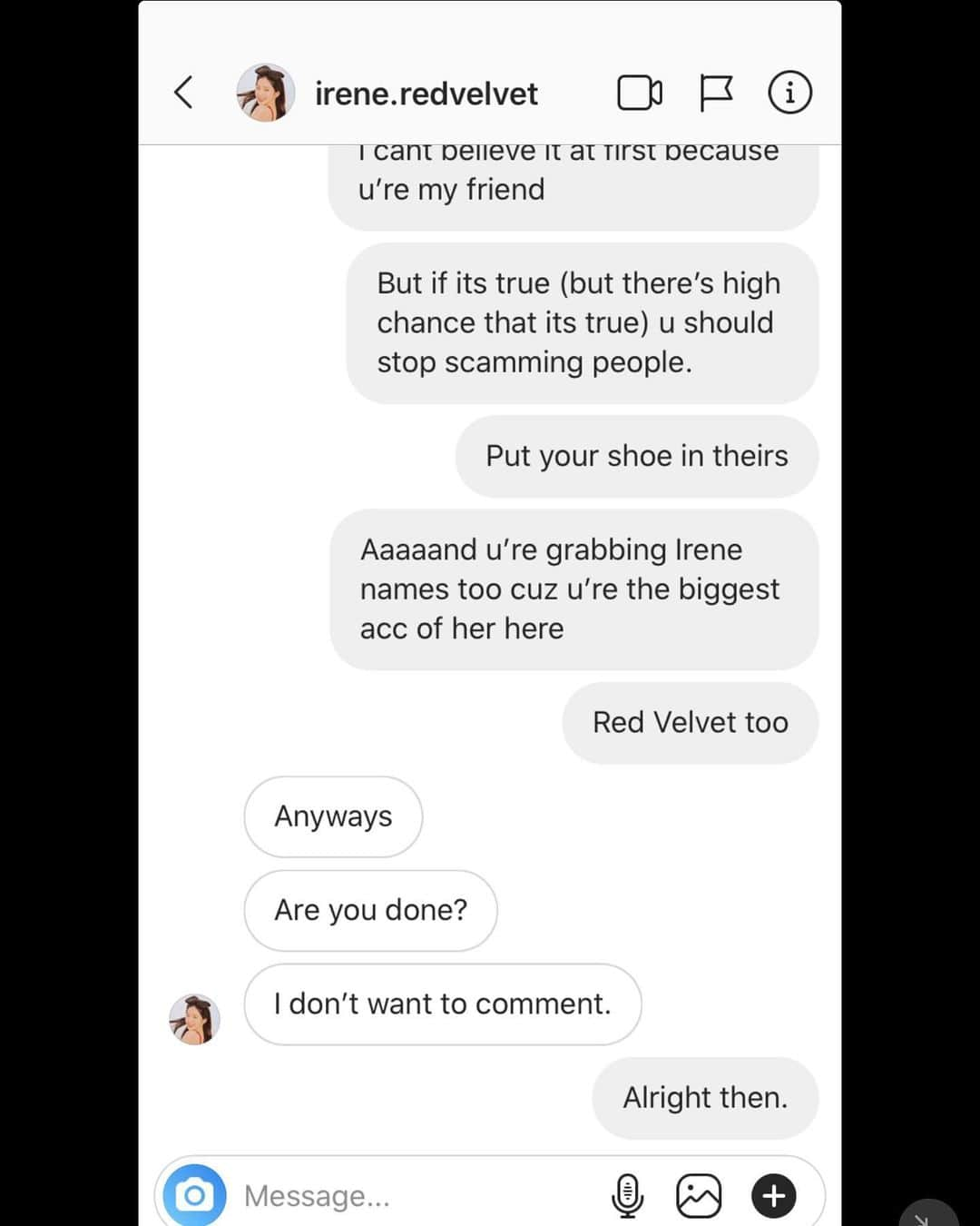 スルギさんのインスタグラム写真 - (スルギInstagram)「As you all know, me and irene.redvelvet used to be friends before this happened. (He blocked me after knowing all his lies and scam) I was really shocked at first but yes, HE scammed someone. If you can’t understand what I’m saying, please read the latest post of @cling_98! Some of their conversations and proofs are there. HE sold his account (irene.redvelvet) for $500, buyer got the account after paying for it thru paypal but after few days irene.redvelvet retrieved the account and blocked the buyer.  ⚠️ PLEASE BEWARE OF THIS ACCOUNT, HE IS ALSO THE OWNER OF @/brightbaeby (this account is not associated with the account of fansite in twitter. They have the same username but different people) & @/fairyboyin and not sure about this one @/itzy_shinryujins ⚠️  ‼️PLEASE REPORT @/irene.redvelvet AS SCAM‼️ Report —> It’s inappropriate —> Report account —> It’s posting content that shouldn’t be on instagram —> Scam or fraud」10月12日 22時28分 - kristiandawal29