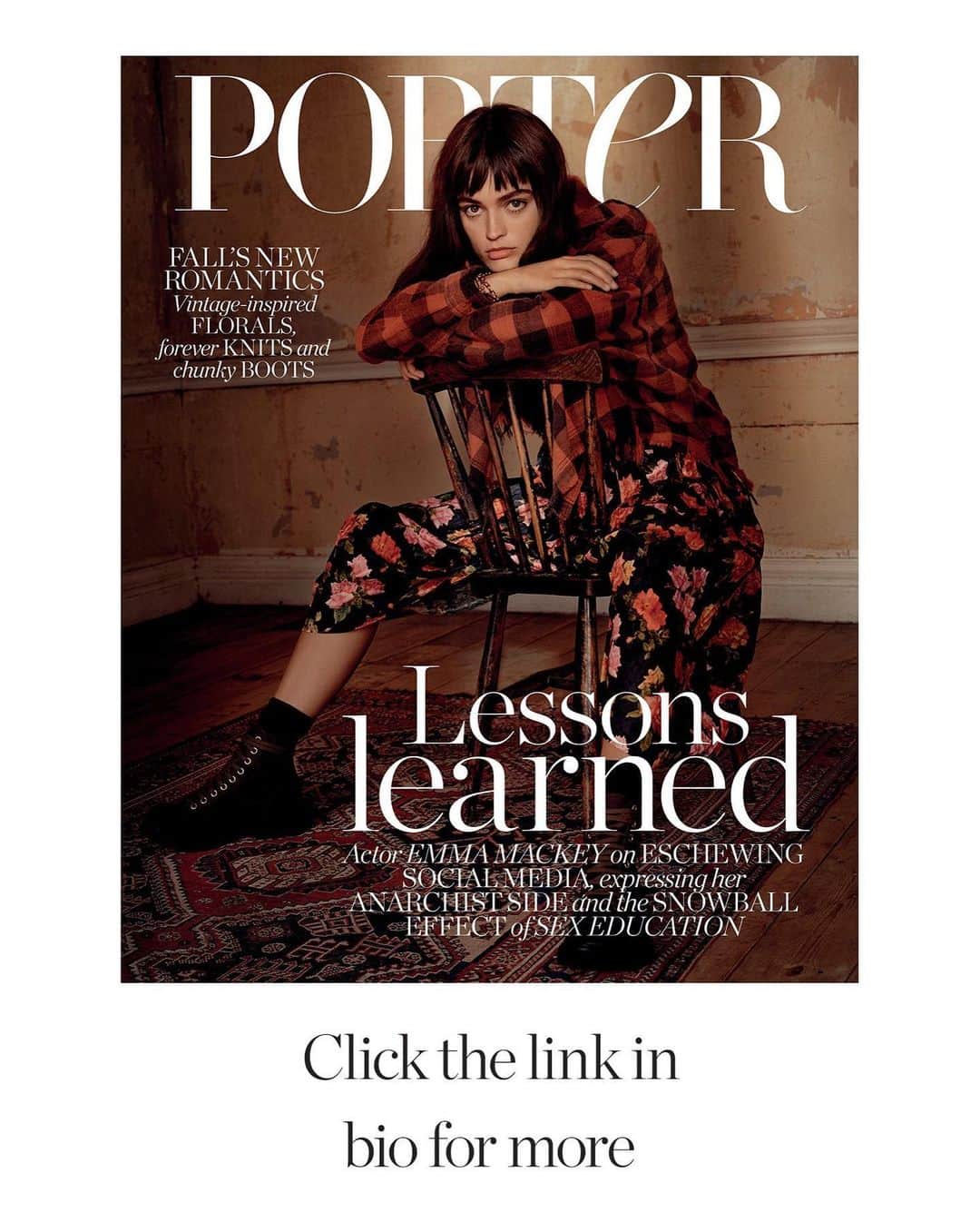 PORTER magazineさんのインスタグラム写真 - (PORTER magazineInstagram)「Wearing this season’s coolest fall looks, from chunky knits to checked tailoring, actor @EmmaTMackey talks to #PORTER about what life is like on set while filming Netflix’s #SexEducation during the pandemic, working with the star-studded cast of #DeathOnTheNile and why she hesitated at playing much-loved British author Emily Brontë in an upcoming biopic. Discover more at the link in our bio. Shot by @benwellerstudio, styled by @cathykasterine」10月12日 23時06分 - portermagazine