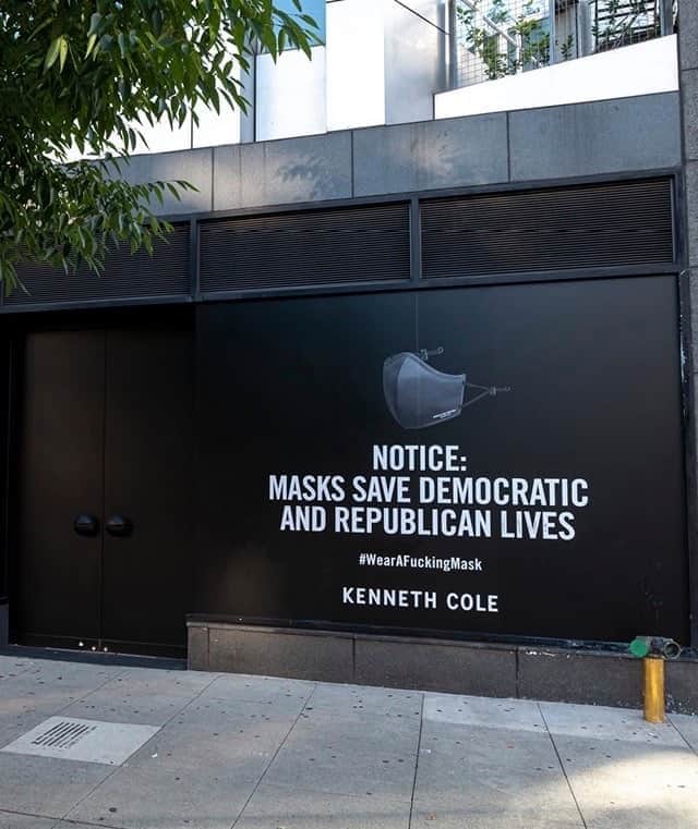 ケネスコールのインスタグラム：「This virus only discriminates against those who don’t wear a mask, so don’t make it political, make it unanimous. #WearAFuckingMask #ProtectEachOther  When you shop at KennethCole.com, we donate to THE MENTAL HEALTH COALITION –a life-changing movement working to destigmatize all mental health conditions by unifying our partners’ efforts, including those focused on the emotional well-being of Black communities. Info link in bio.」