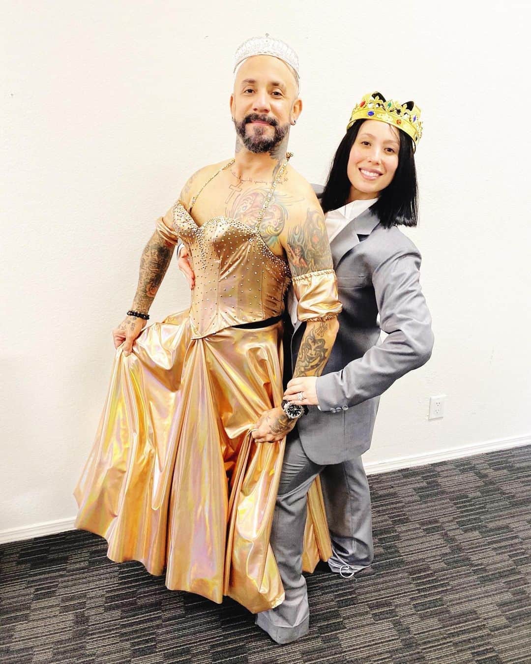 A.J.のインスタグラム：「This is how a prom pose works, right? Never thought my first prom would be on #DWTS, but that was incredibly special. @cherylburke is the best partner I could have asked for!! Thank you guys for voting, you have until the last dance of the night to get those votes in!! Text AJ to 21523 and vote online at dwtsvote.abc.com, 10x per voting method! We love you!! #TeamPrettyMessedUp」