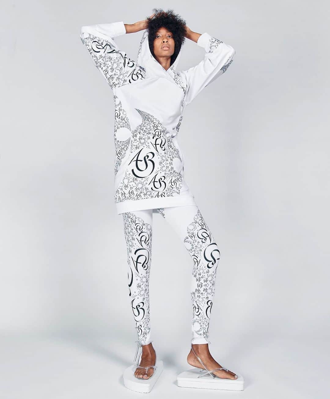 スリーアズフォーのインスタグラム：「Our New collection “Vesica Piscis” is out on @voguerunway  Photographer : Elisabet Davids @elisabet_davidsdottir @elisabetd  Model: @kalah_christina  Stylist : Victoria Bartlett @georgegoce676  Hair: Kenta Koda @kenta.koda  Makeup: Chichi Saito @chichisaito  Prints in collaboration with Mimaki  @mimakiusa @mimakiusa_textile @threeasfour #threeasfour #vesicapiscis」