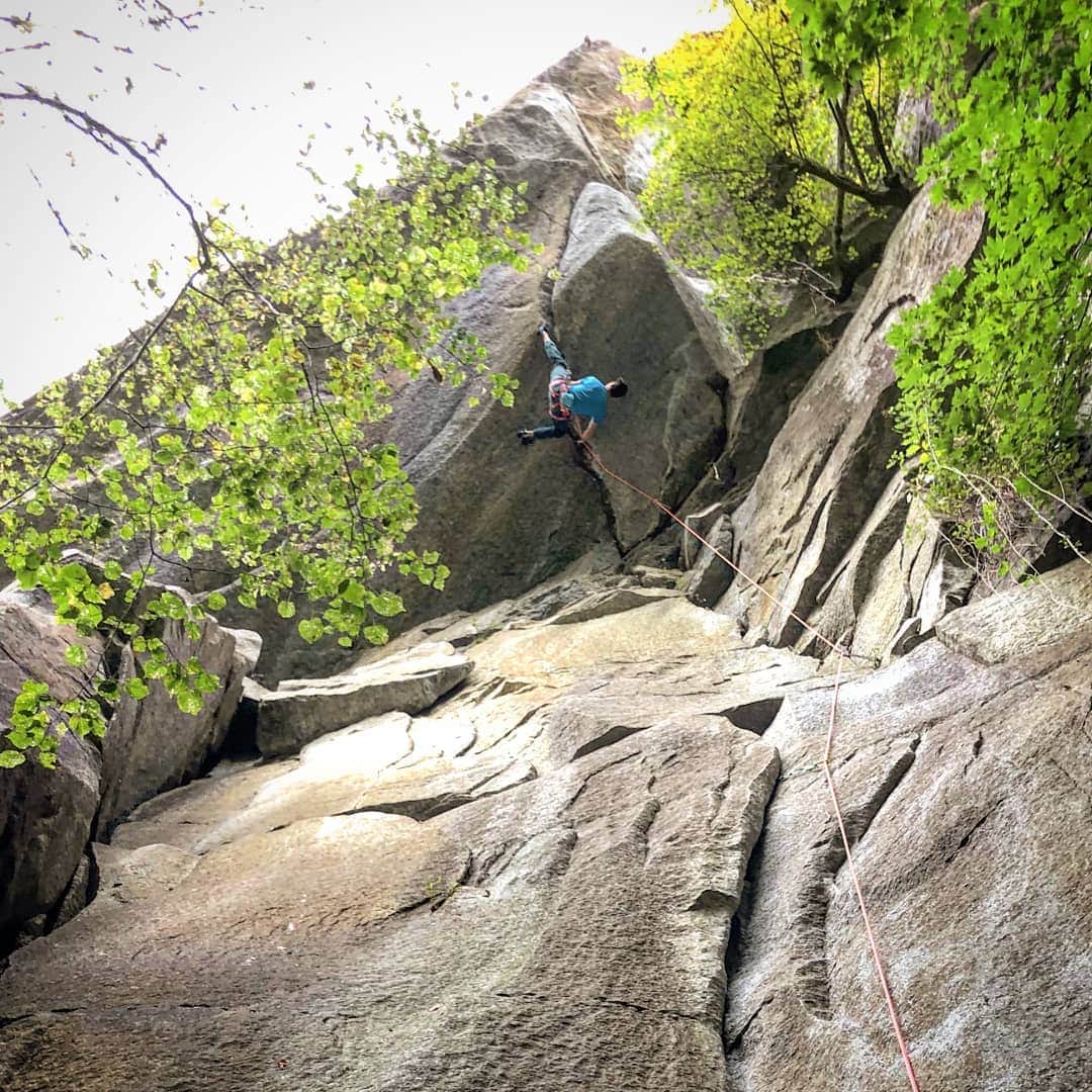 イェルネイ・クルーダーのインスタグラム：「This is "just" a 7c trad. route in Cadarese, but that was not the reason why I went there over the weekend. I set my goal on amazingly good looking line, only climbed by @jacopolarcher himself so far. I was also lucky enough @onceuponaclimb already brushed it and made it ready to try on static ropes. Apparently one of the placements wasn't good enough (photo 2) 🤔🤕. Nevertheless, no one to blame, just hoping non of the cams pop out during the real tries next time 😁. Now let's hope the covid situation doesn't get any worse, otherwise it would be such a waste throwing away all the moves I've done self belay 🤞🏻🙃. @scarpaspa @ocun.climbing @vibram @snowmonkey」