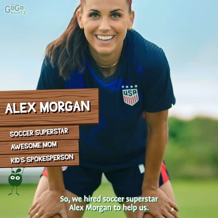 アレックス・モーガンのインスタグラム：「From a young age, the sport of soccer has changed my life and taught me so many important lessons. That's why I've teamed up with @GoGosqueeZ and @Laureus_USA to reach an important goal! We are committed to bring the fun back to sports, keep kids playing and remind them that #FunComesFirst. #GoGoxUSSoccer. Learn more at: GoGosqueeZ.com/FunComesFirst」